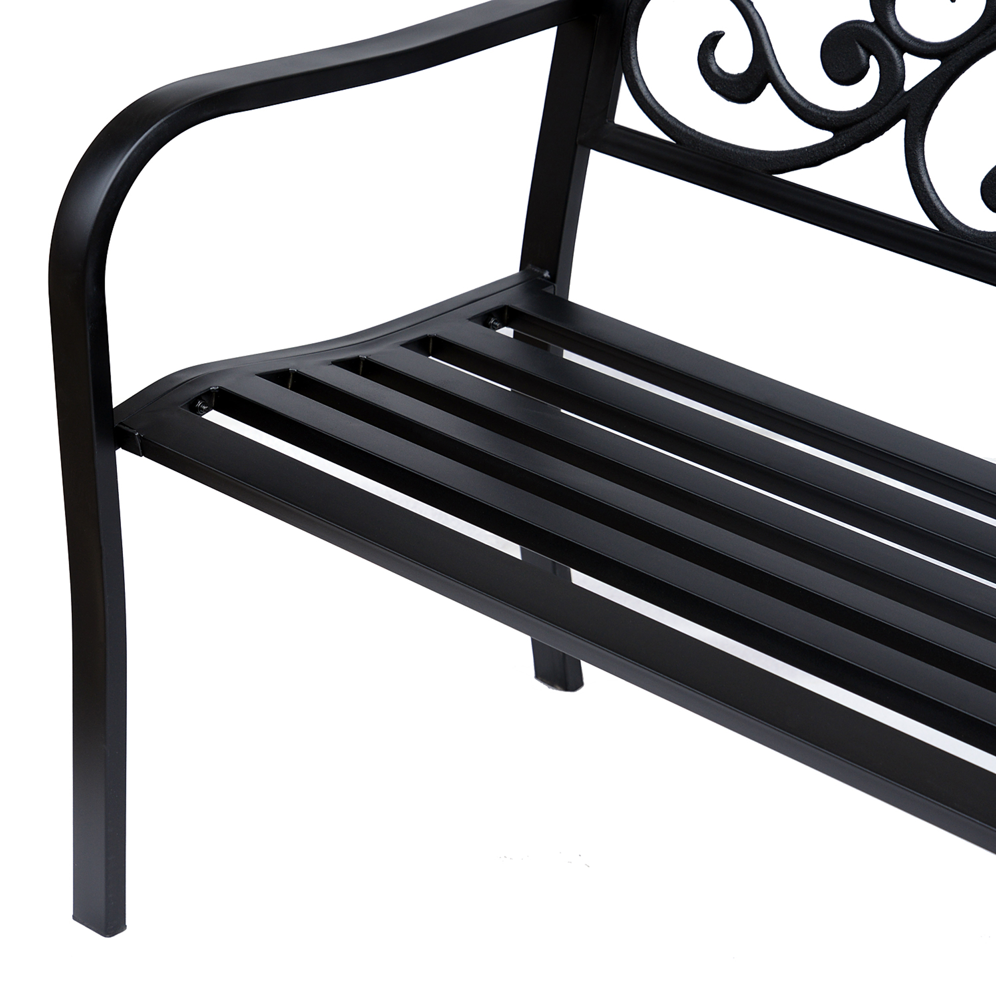  Banca pentru exterior din metal, 127x60x89cm, negru [7]