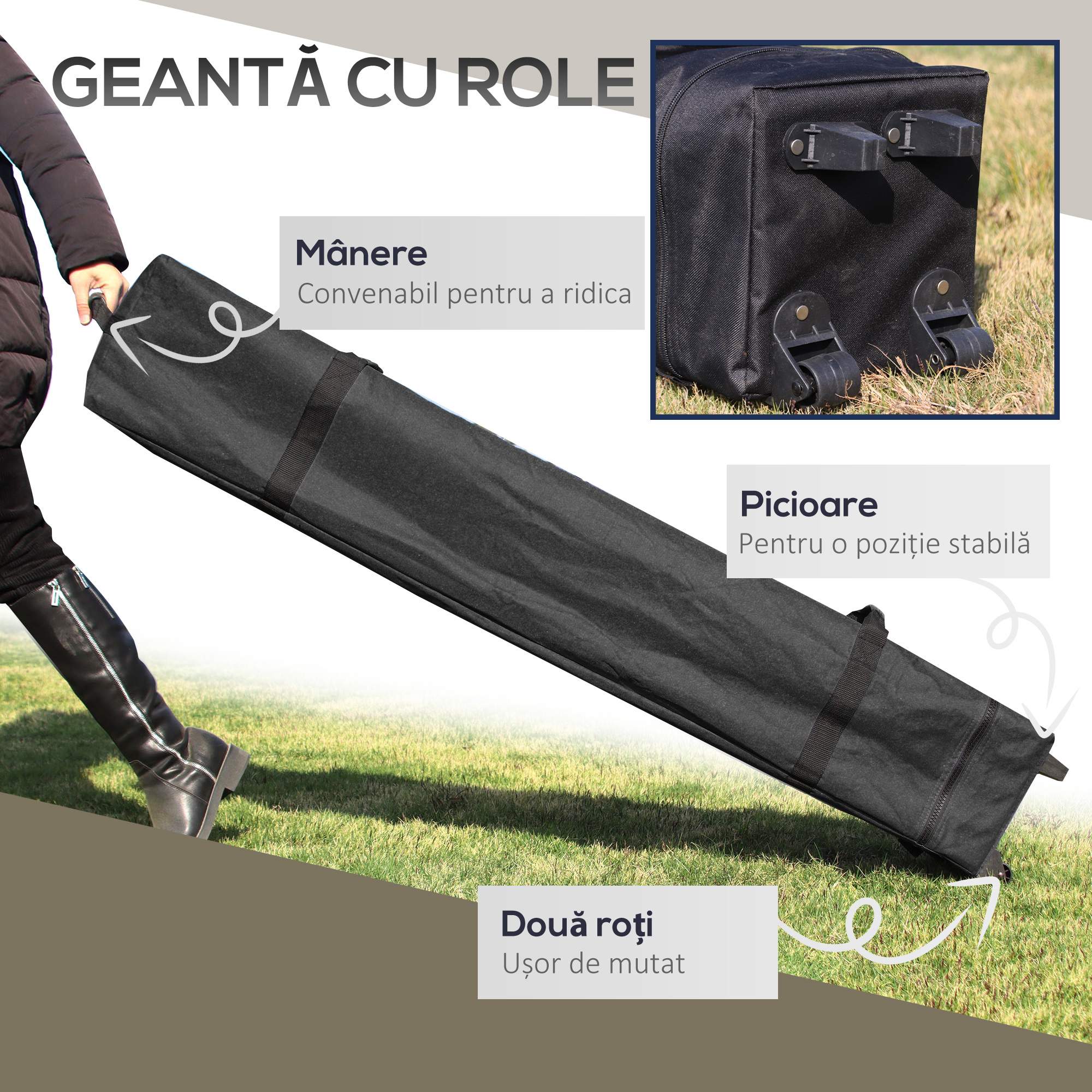  Foisor Pliabil Pop Up 4x4 m cu Inaltime Reglabila pe 3 Nivele, Foisor Exterior cu Plase de tantari, Saci de Nisip, Geanta de Transport, UV50+, pentru Gradina, Camping, Evenimente, Crem [3]