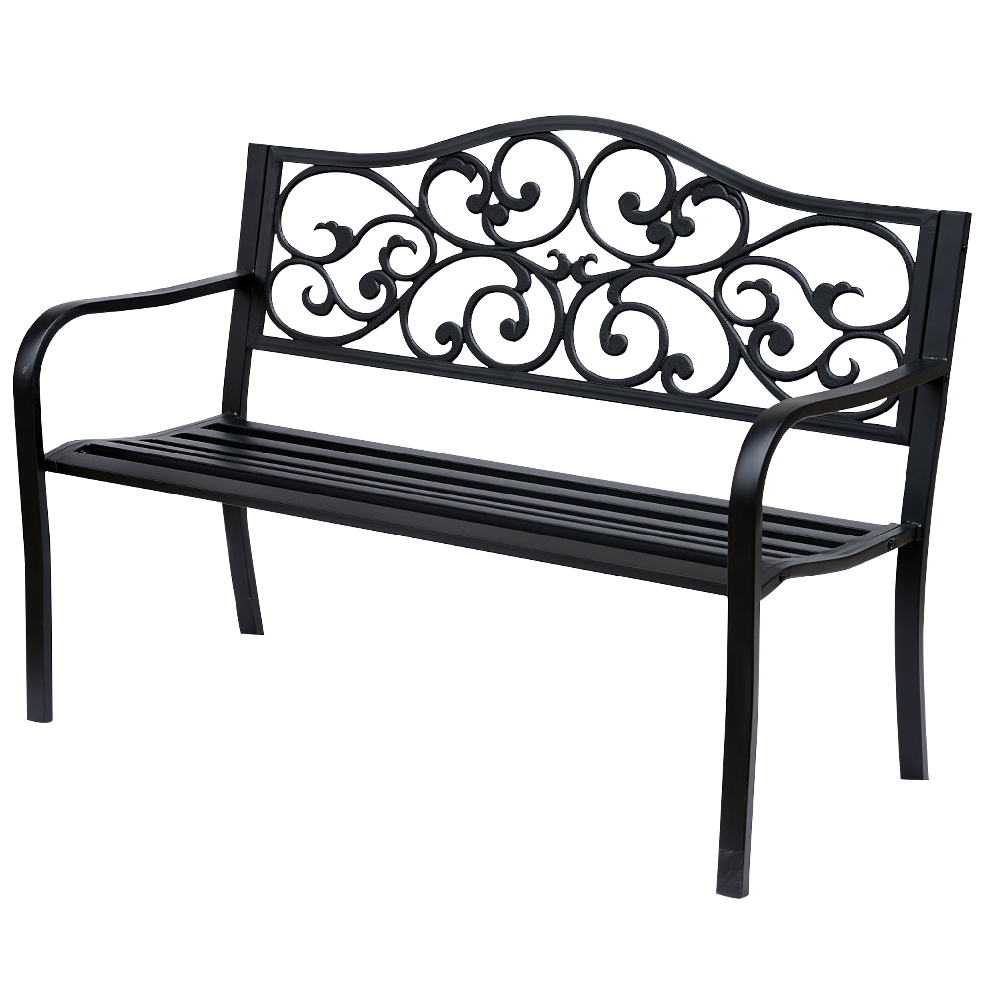Gradina & balcon -  Banca pentru exterior din metal, 127x60x89cm, negru