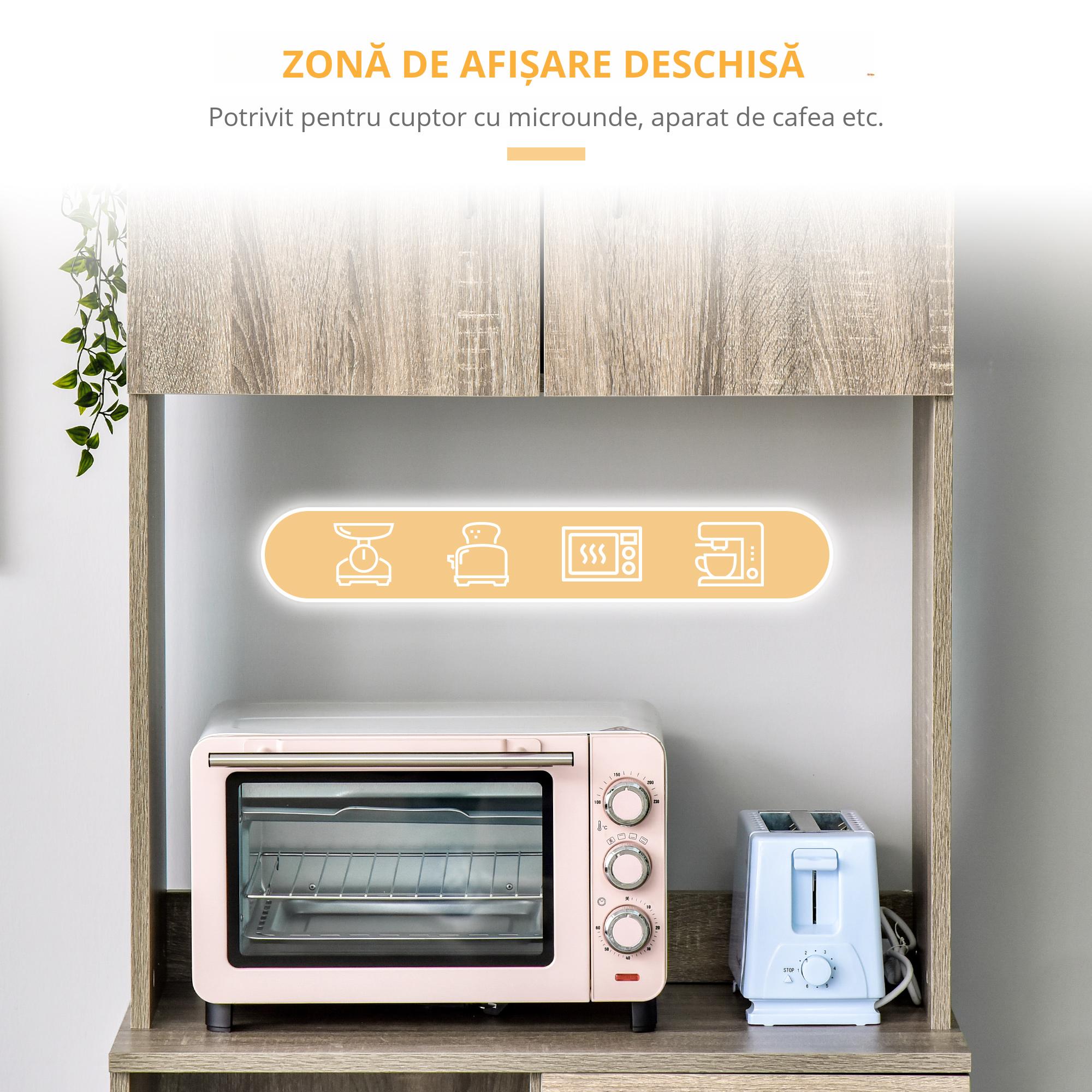  Bufet Modern pentru Bucatarie sau Sala de Pranz, 71x41x178cm, Gri [6]