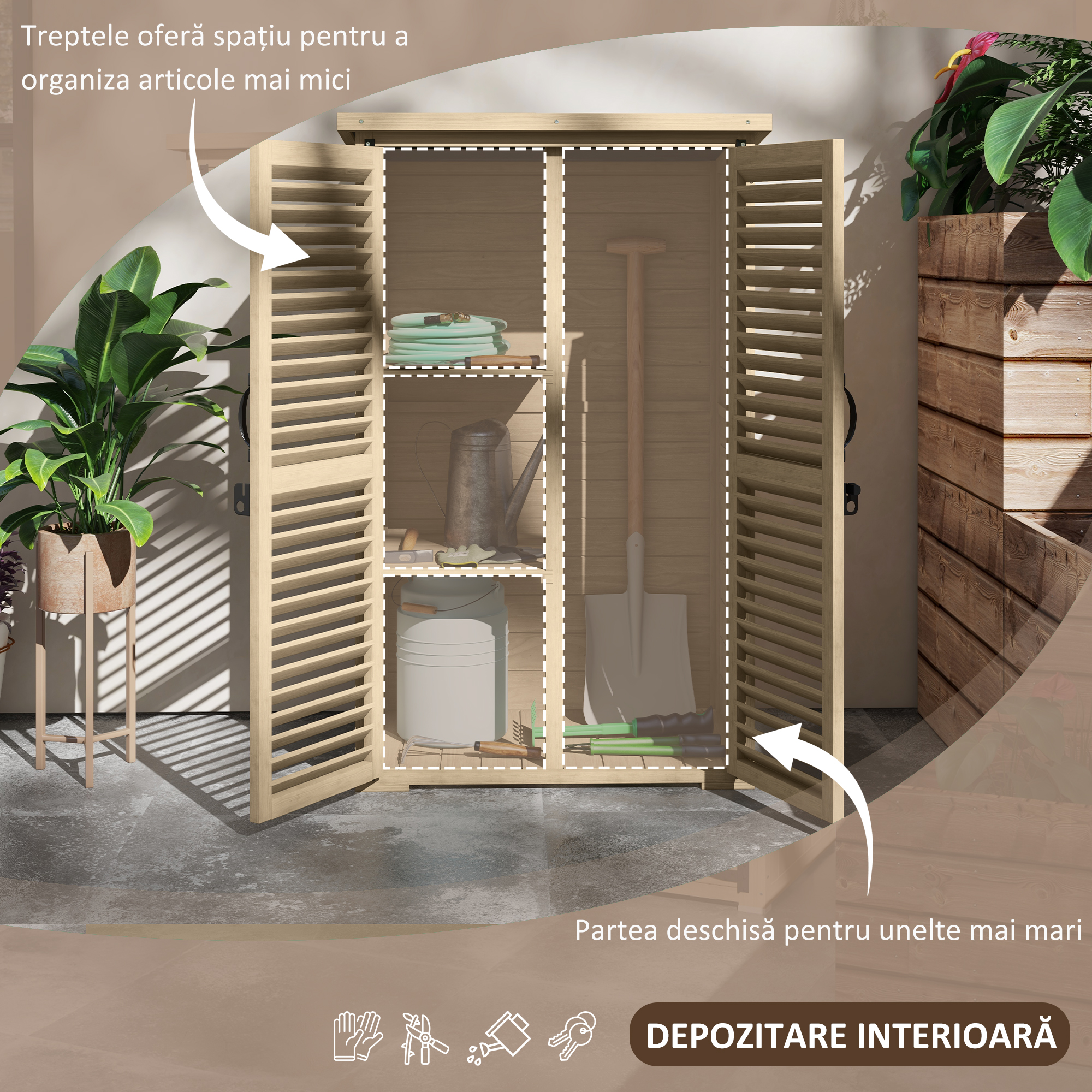  Magazie de Gradina din Lemn, Dulap de Depozitare [3]