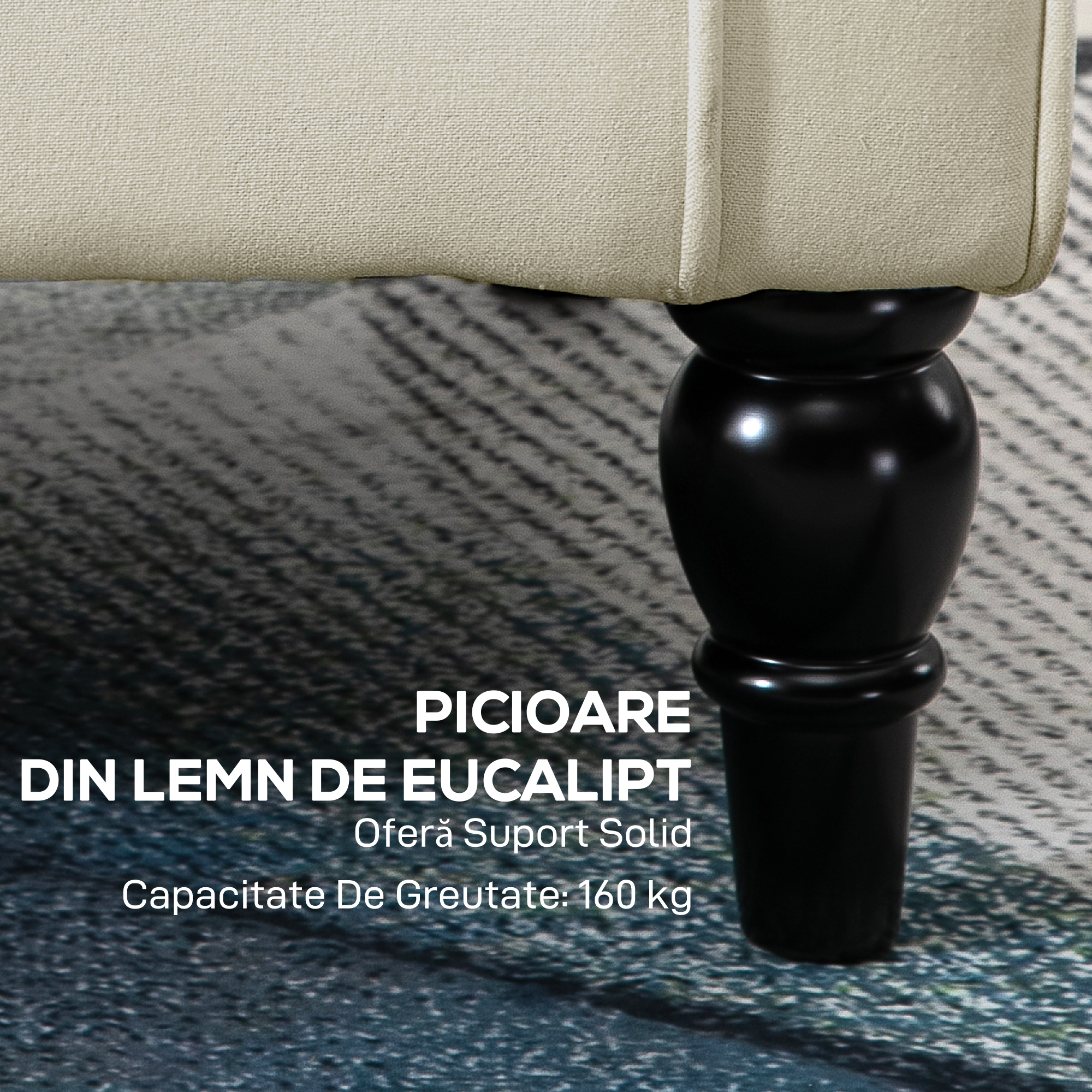  Scaun Decorativ Tapitat - Alb Crem, Cu Spatar inalt & Cotiere Moi [6]