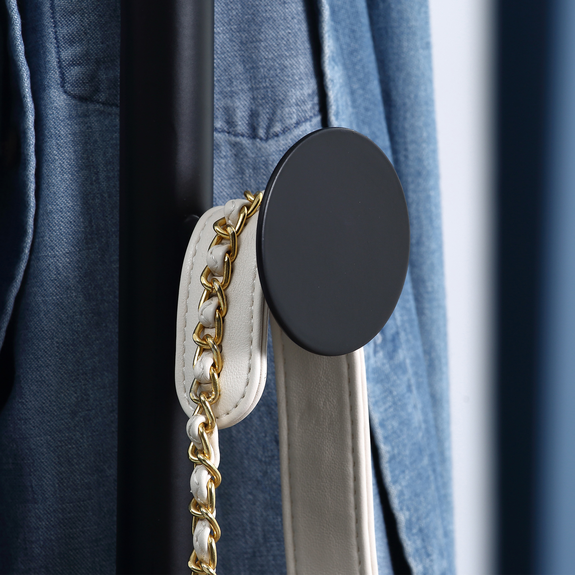  Cuier de Podea cu 8 Carlige, Cuier pentru Intrare si Dormitor din Otel cu Baza din Marmura, 35x35x170cm, Negru [8]