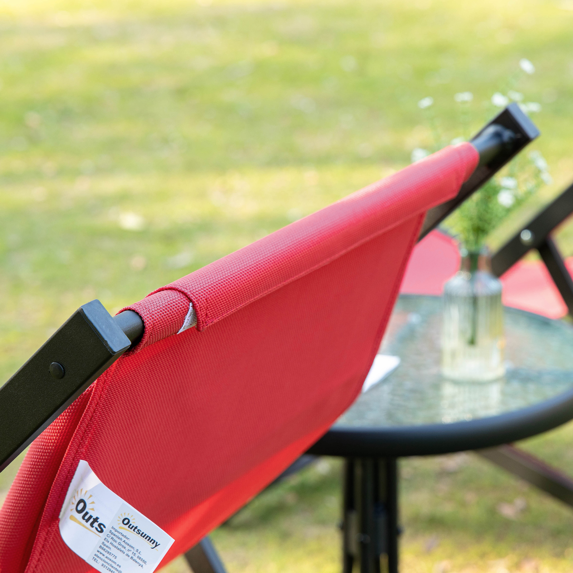  Set de 2 Sezlonguri Rabatabile din Aluminiu si Textilen Rosu [7]