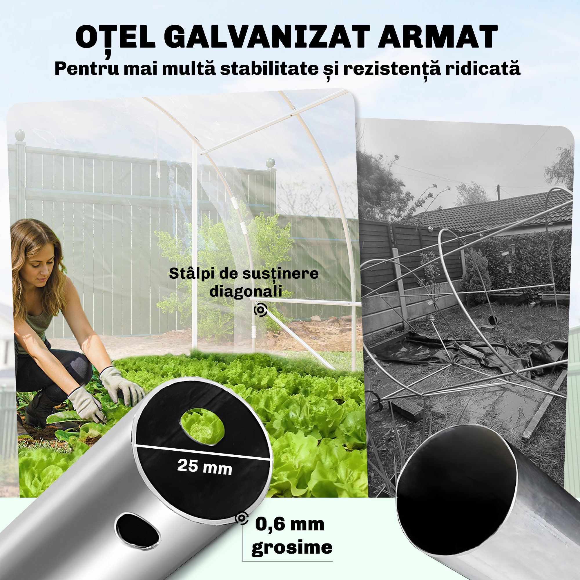  Sera tunel 3x6x2 m cu usi rulabile, cadru din otel si acoperire anti-UV din PE, transparenta [3]