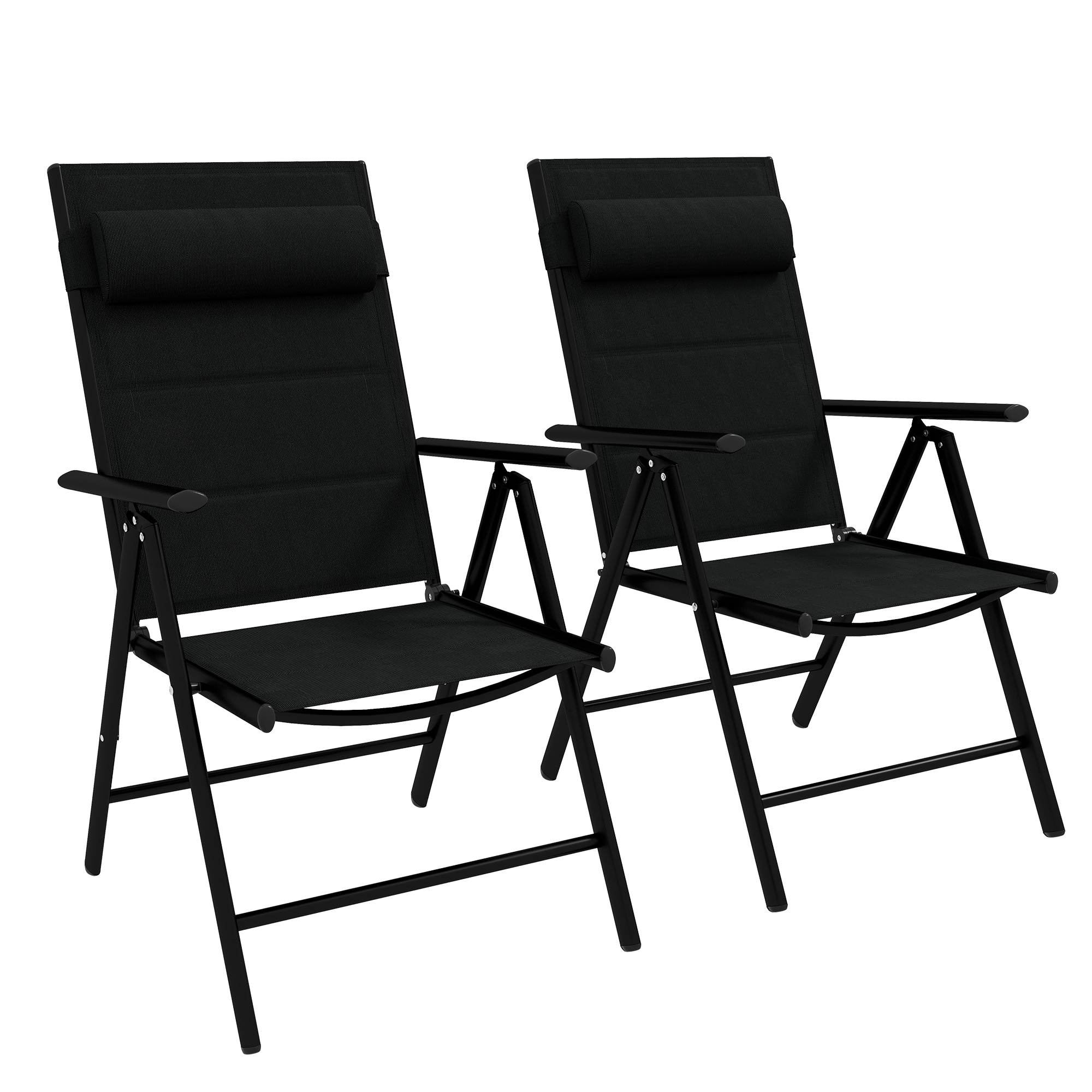 Gradina & balcon -  Set de 2 scaune pliabile rabatabile pentru terasa, Negru