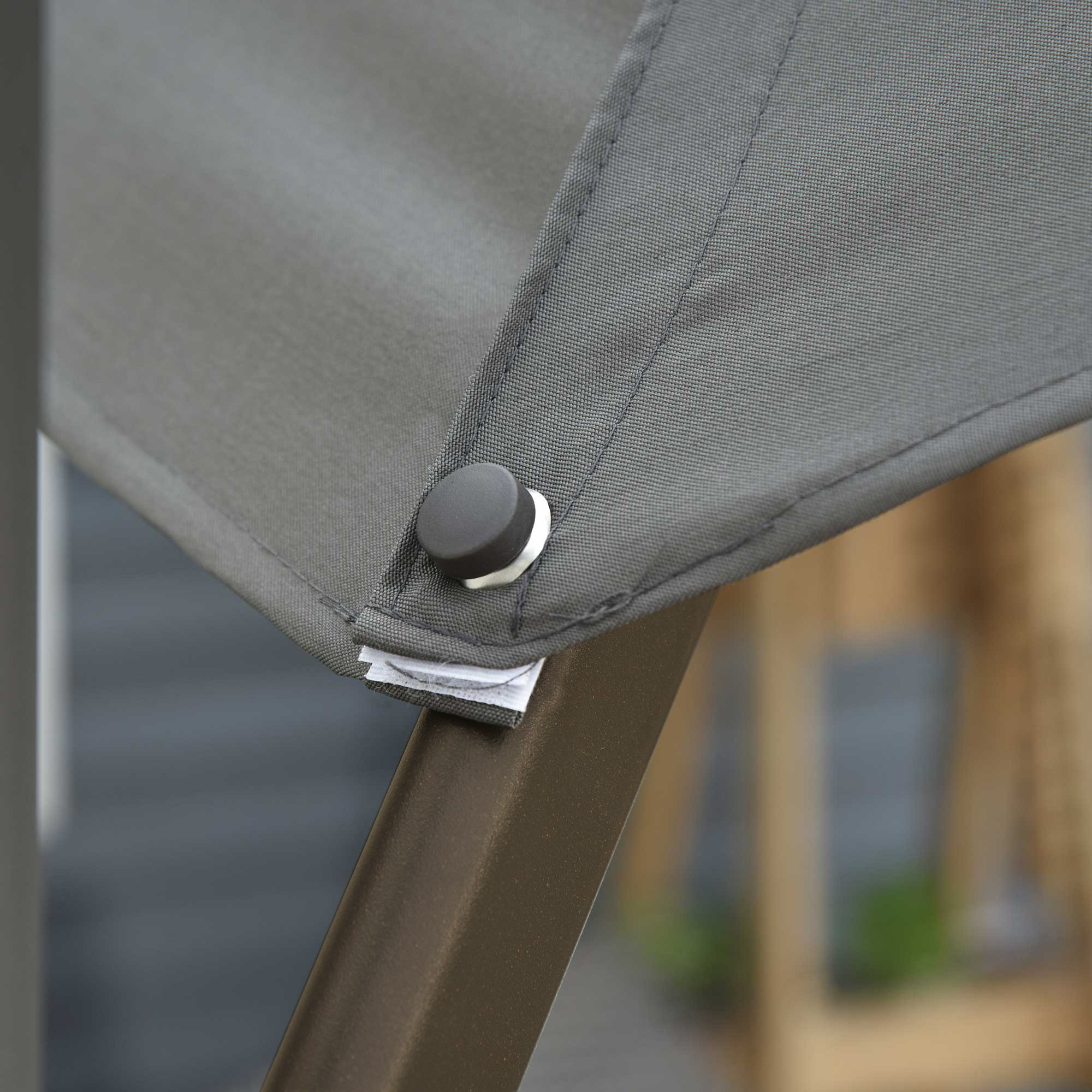  Umbrel de Gradina cu Manivela cu inclinare Reglabila, Umbrela cu Brat si Stinghii, Ø2.95x2.5 m, Gri [8]