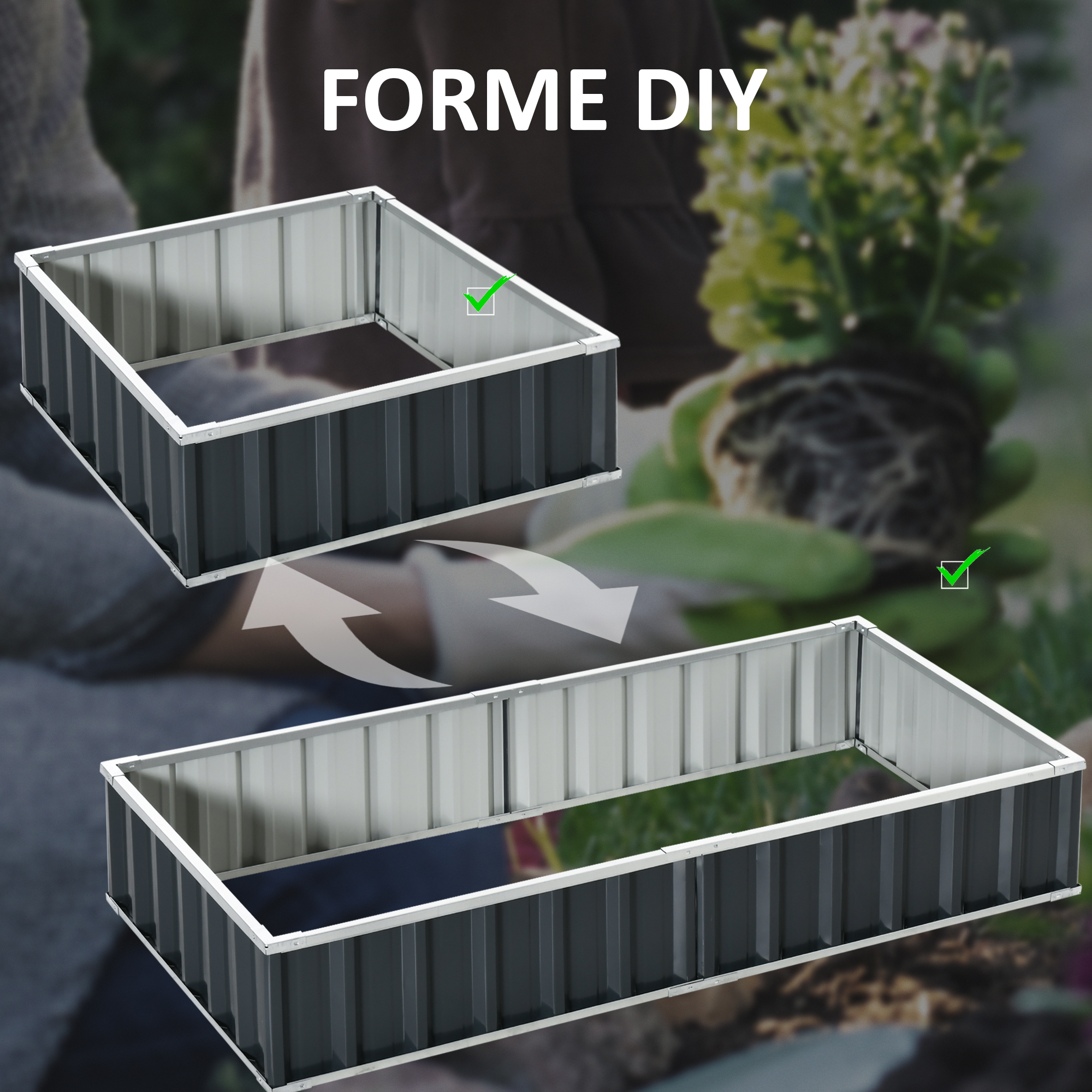  Pat de Gradina Inaltat din Tabla de Otel, 174x90x30cm [5]