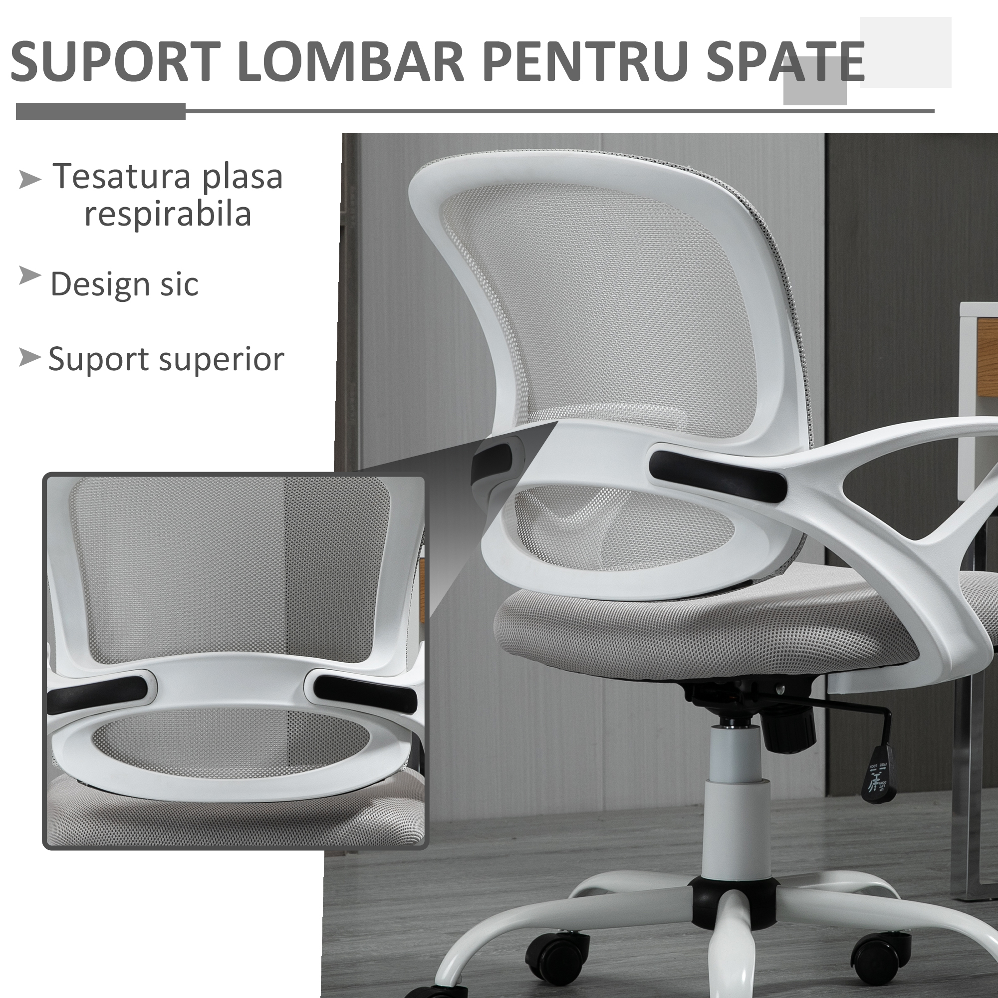  Scaun de Birou si pentru Masa de Lucru Ergonomic cu inaltime Ajustabila [5]