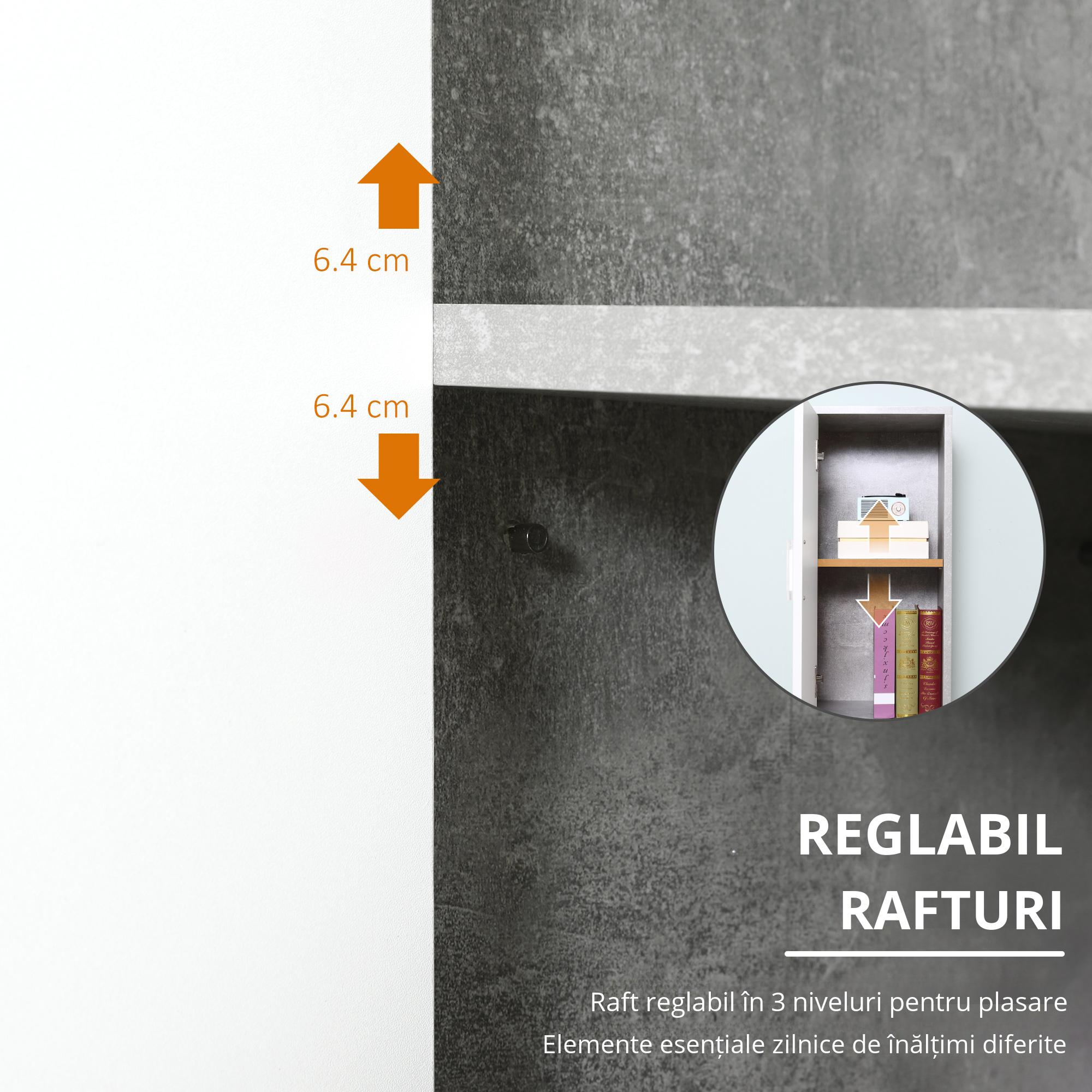  Dulap Baie Coloana - 30×30×180 cm, Lemn Efect Ciment [7]