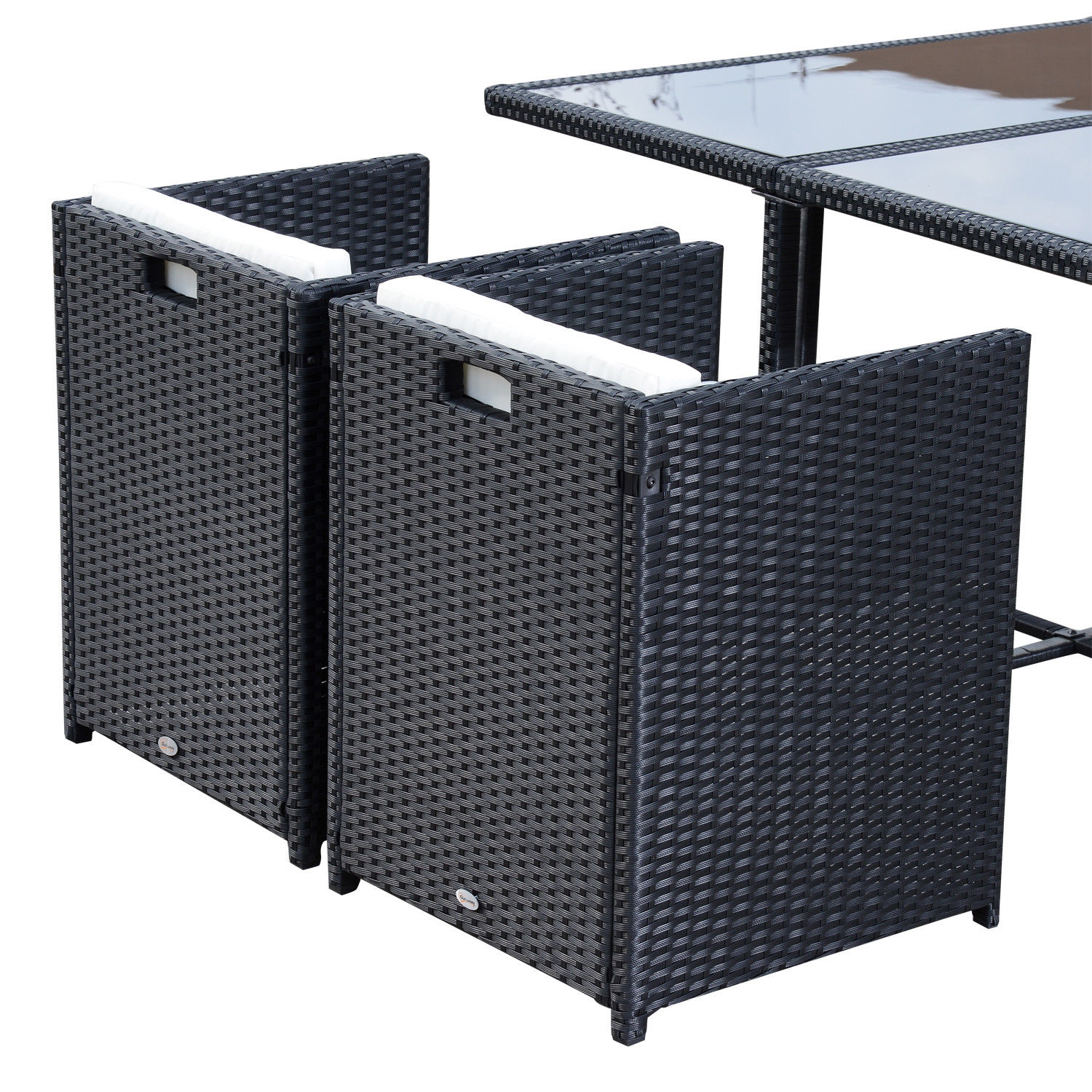  Set Mobilier de Gradina cu Masa de Pranz, 4 Scaune si Perne, 109x109x72 cm, Negru [7]