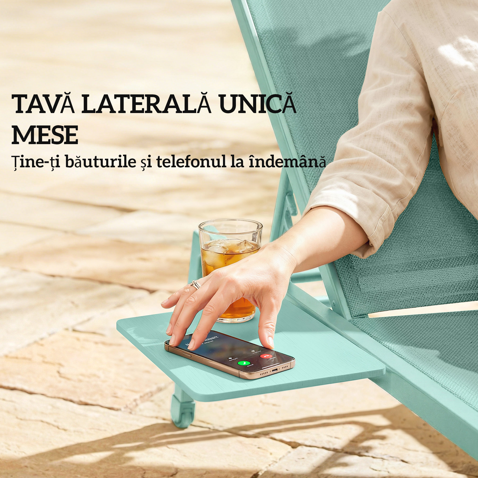  Set 2 sezlonguri cu Masuta, sezlonguri Gradina cu Spatar Reglabil. [3]