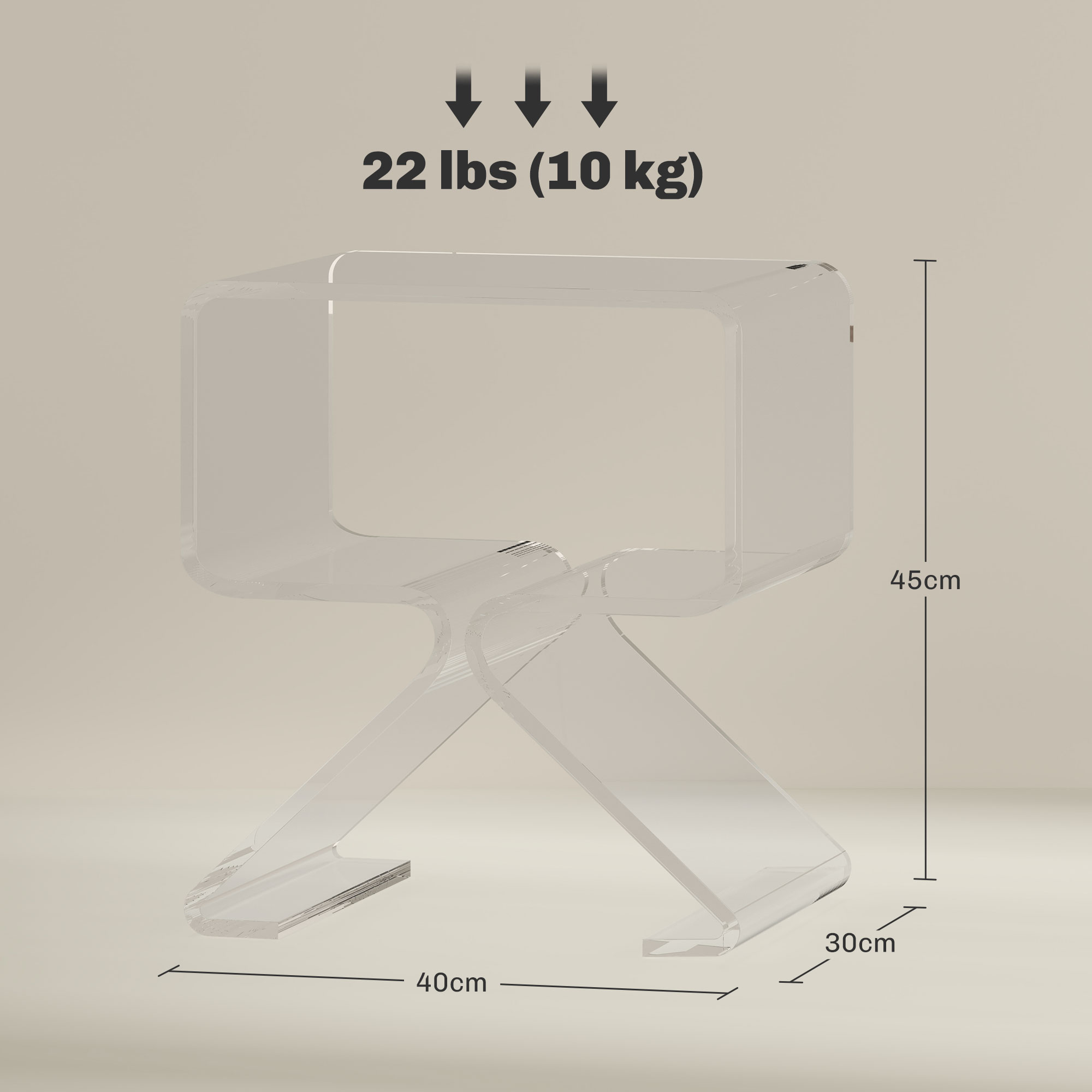  Masuta de Cafea Geometrica cu 2 Niveluri cu Picioare Triunghiulare din Acril, 40x30x45 cm, Transparenta [2]