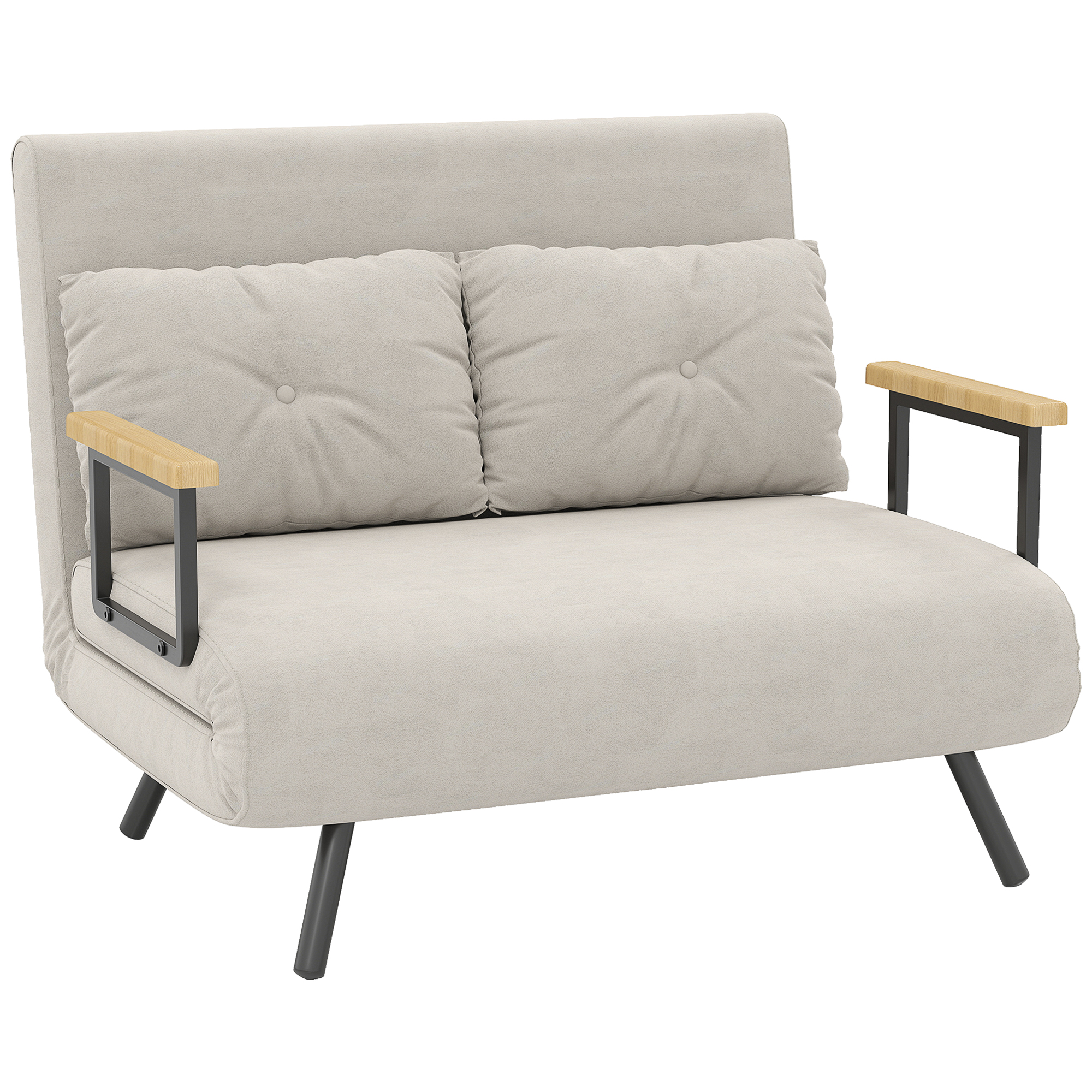 Living & hol -  Canapea extensibila 3 in 1 din material cu efect de catifea, cu spatar reglabil si 2 perne, 102x73x81 cm, bej