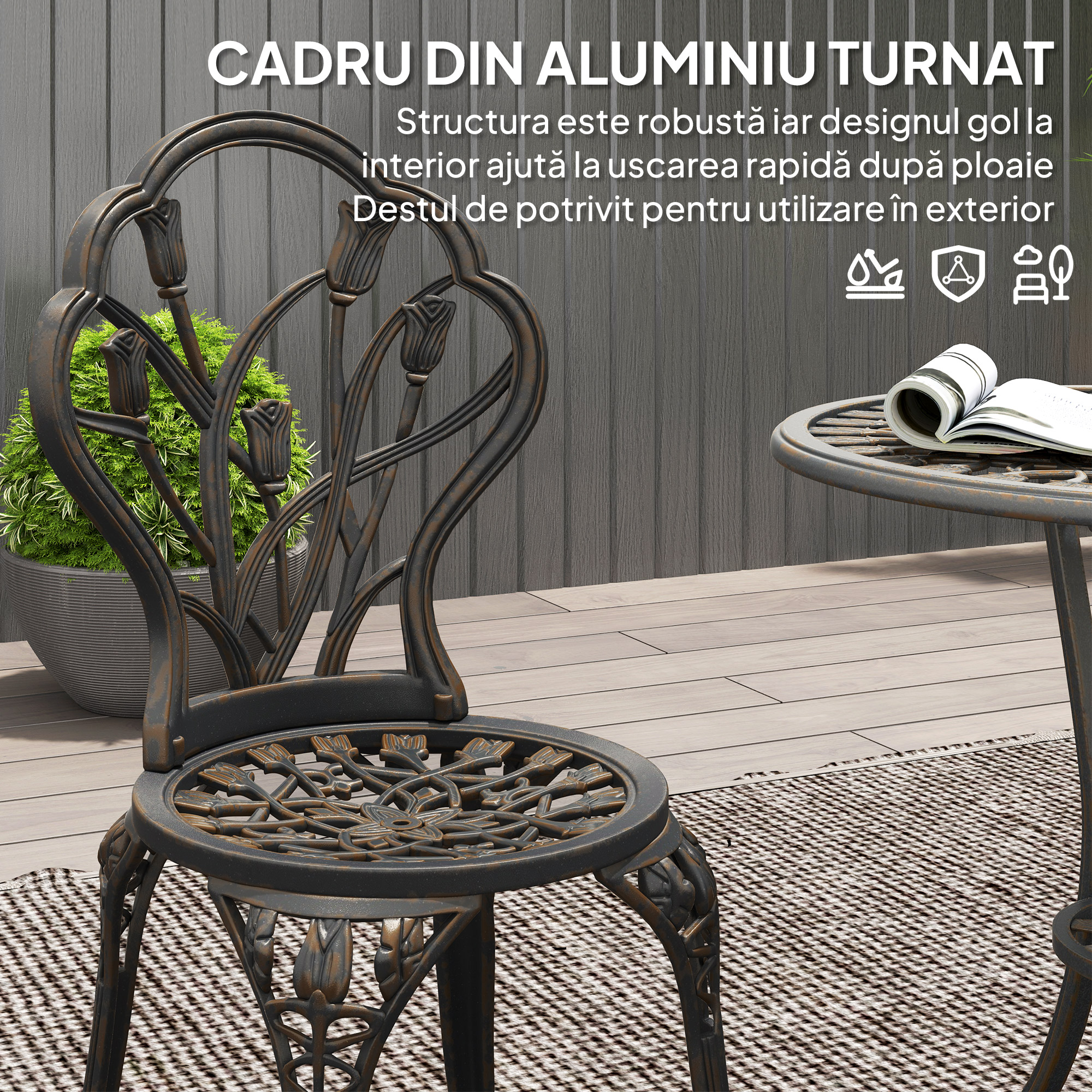  Set de Gradina 3 Piese din Aluminiu cu 2 Scaune [4]