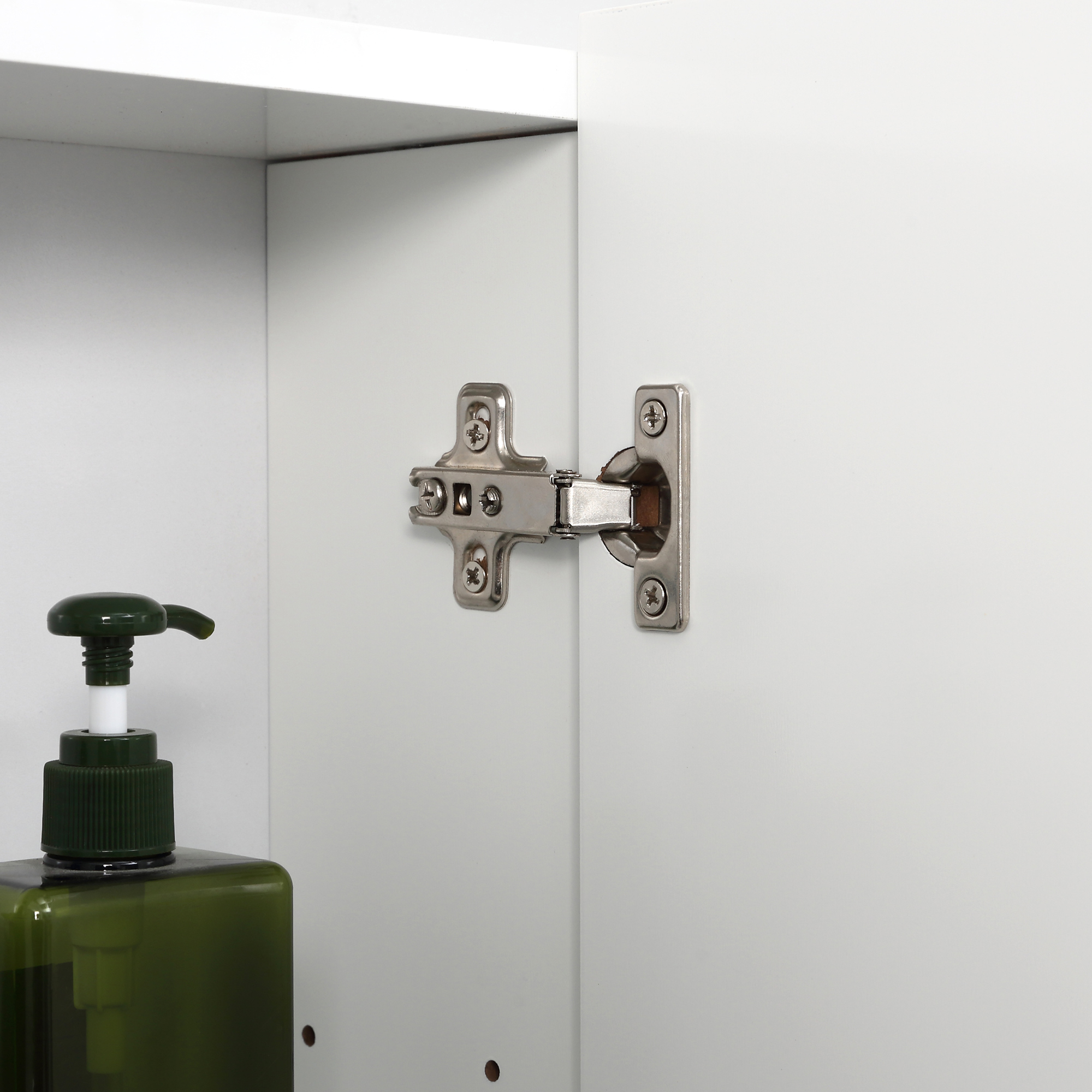  Dulapior Baie cu 3 Usi cu Oglinda, Dulapior Suspendat Baie din lemn Alb, Etajere Interioare Reglabile, 70x15x60cm [7]