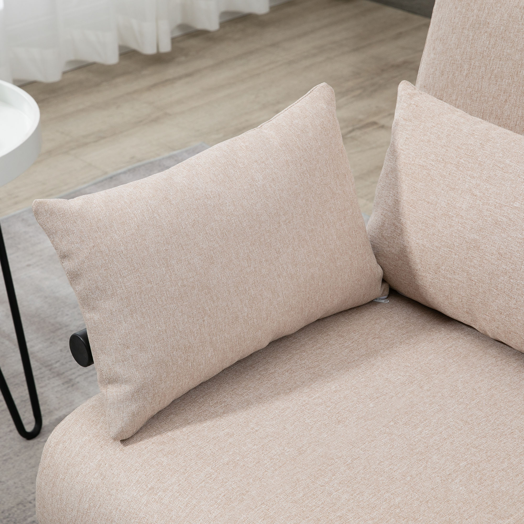  Canapea Extensibila 2 Locuri - Otel & Material, 4 Perne Crem [6]