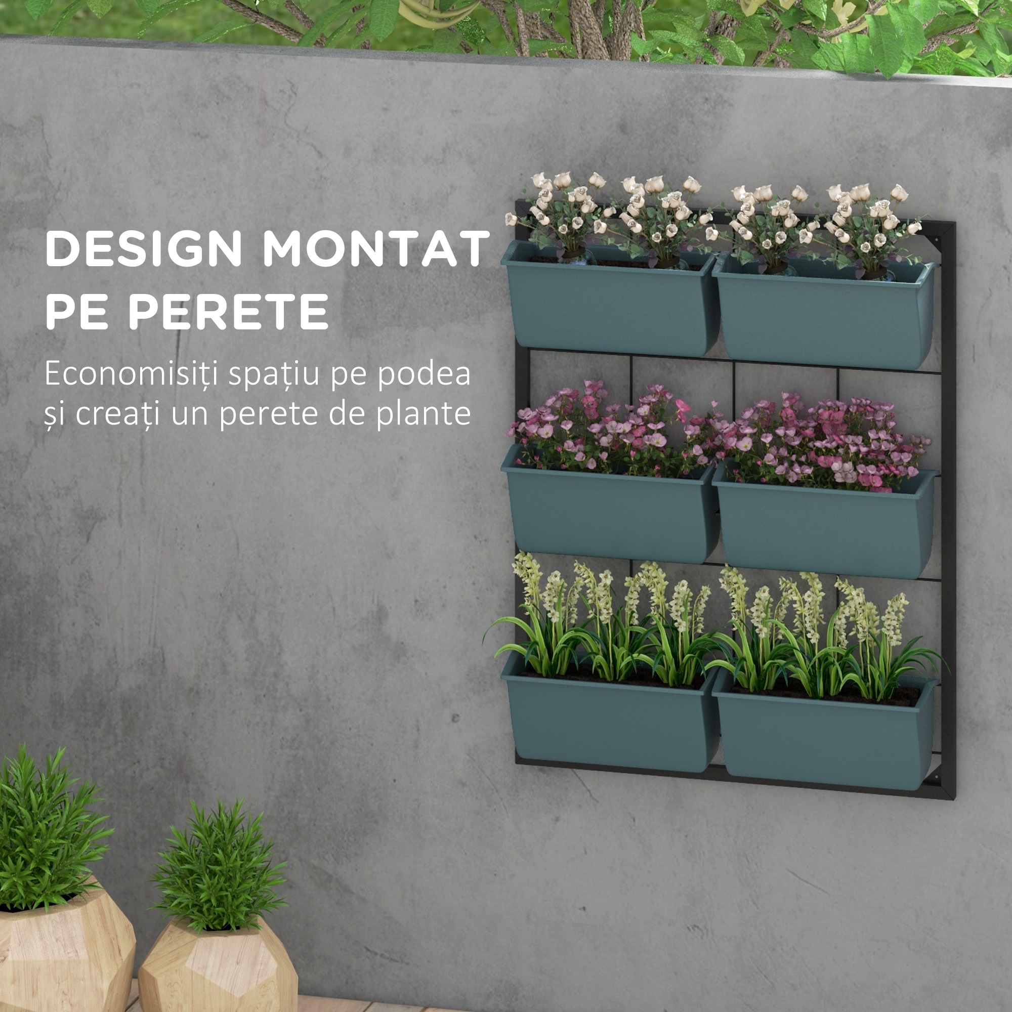  Jardiniera de perete pe 3 nivele cu 6 ghivece pentru int [3]