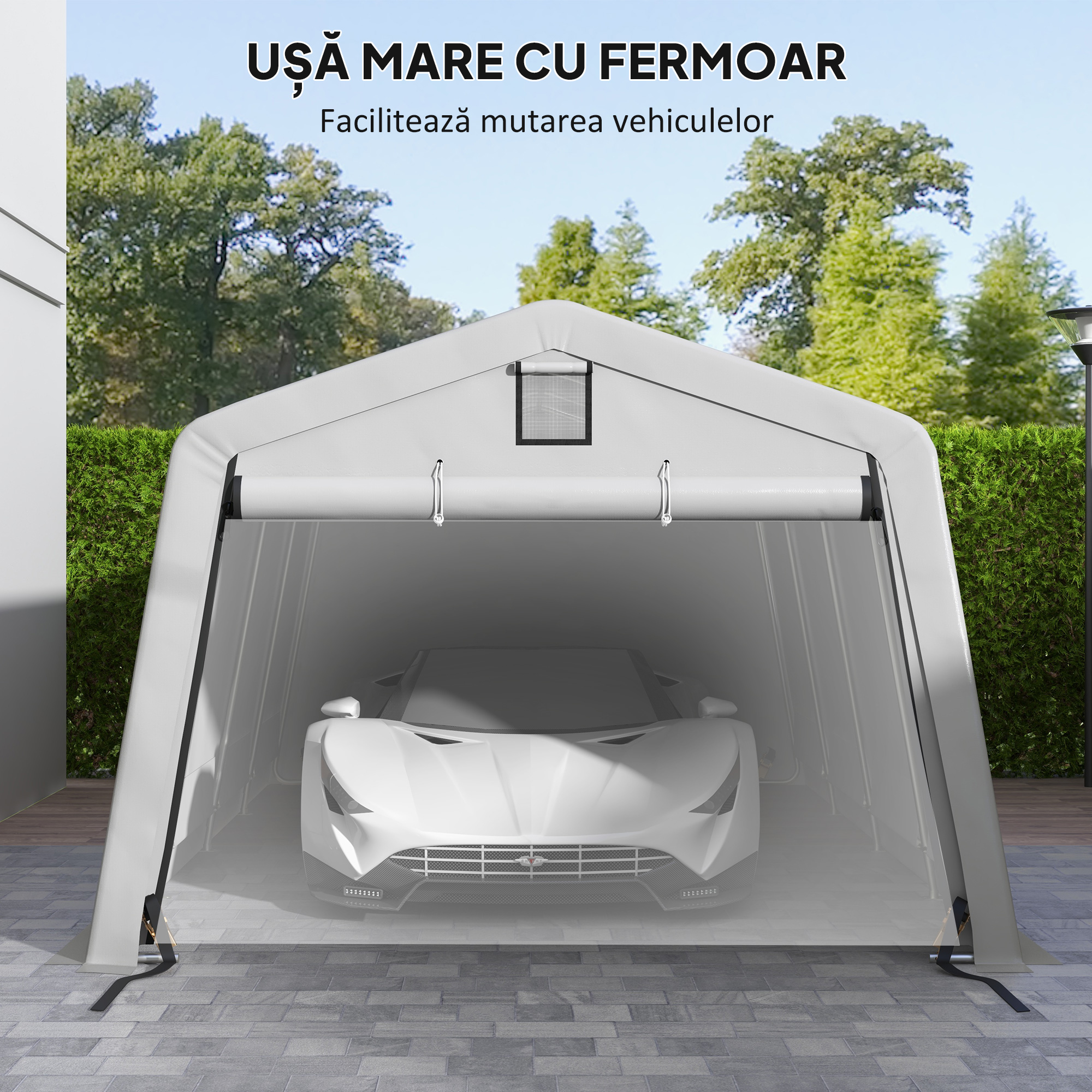  Carport 3,3×6,2 m - Garaj Cort Portabil cu Ventilatie & Copertina [5]