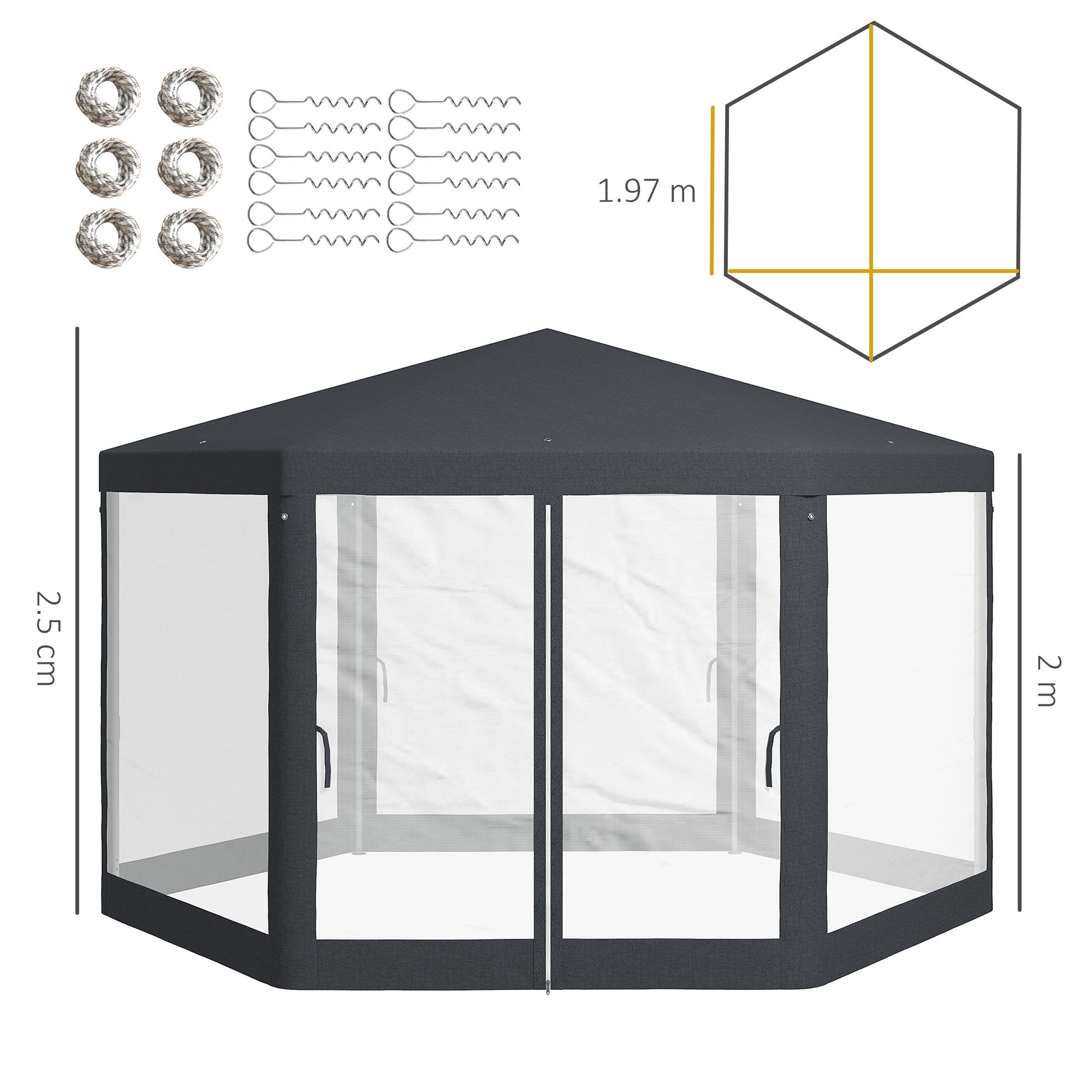  Pavilion 4x4 m de Gradina Hexagonal cu Pereti din Plasa [2]