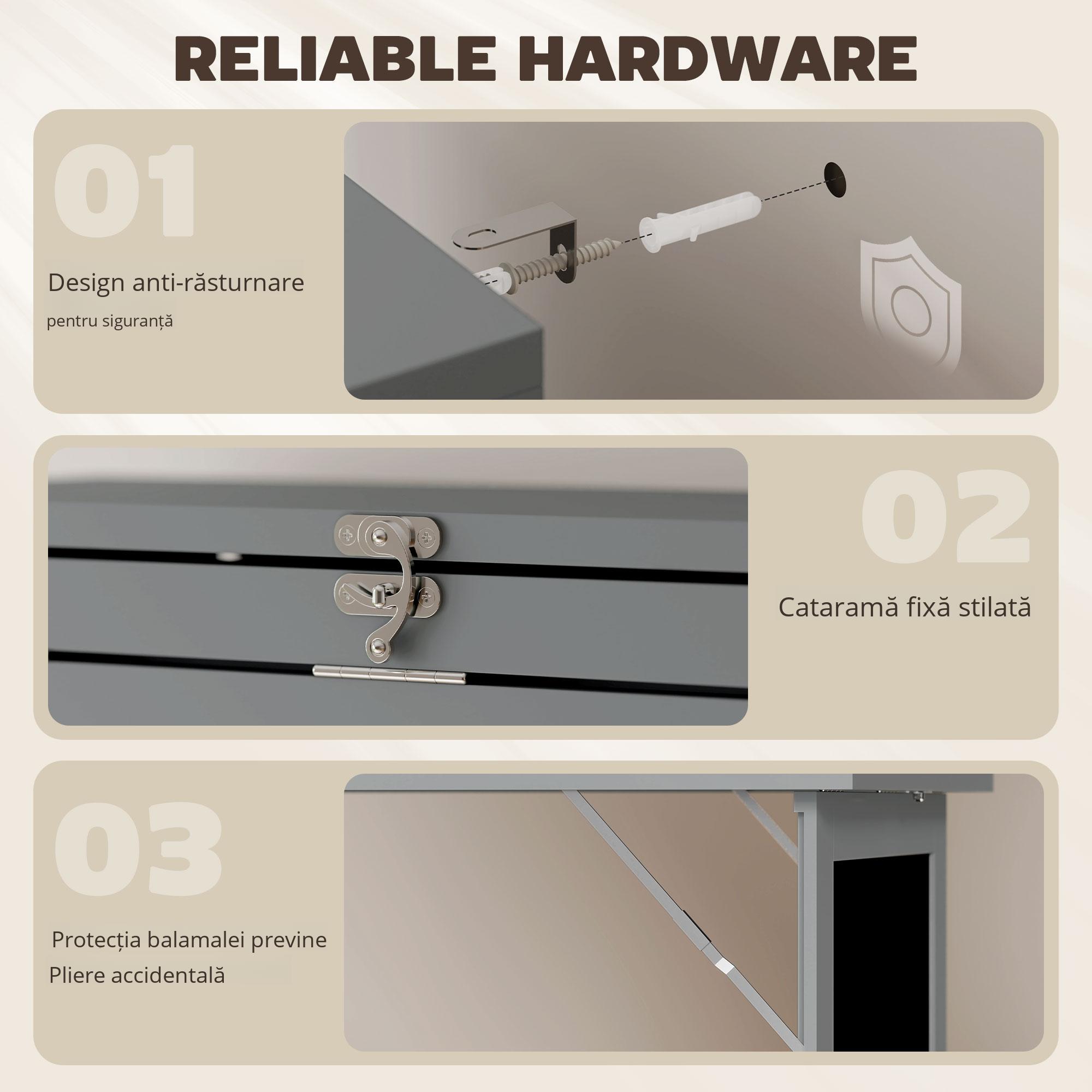  Birou Pliabil 3-in-1 - Biblioteca, Tabla & Masa Dining, 98×153 cm [3]
