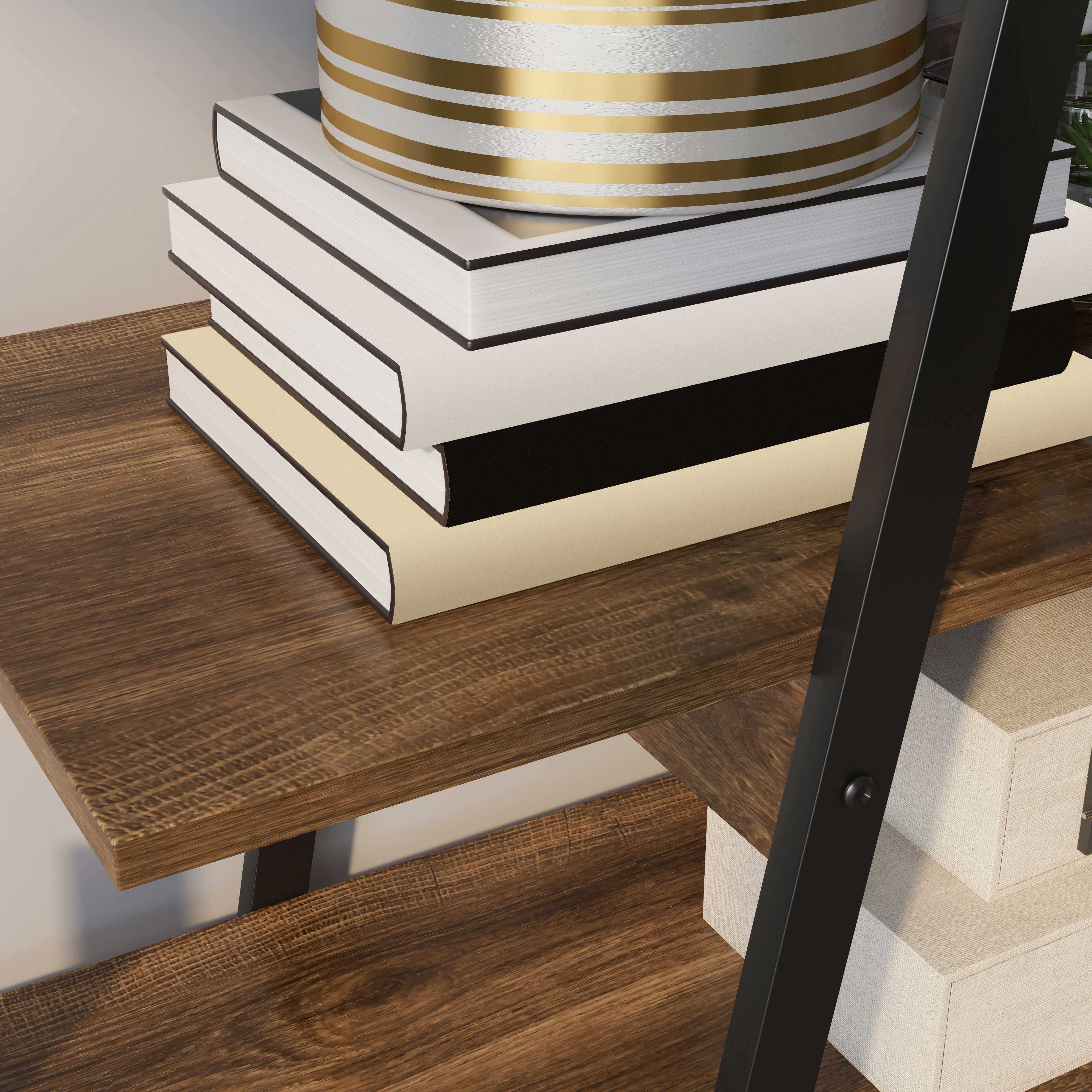  Raft Biblioteca Stil Industrial din PAL si Otel in Forma de A, 92x38.5x166 cm, Maro si Negru [7]