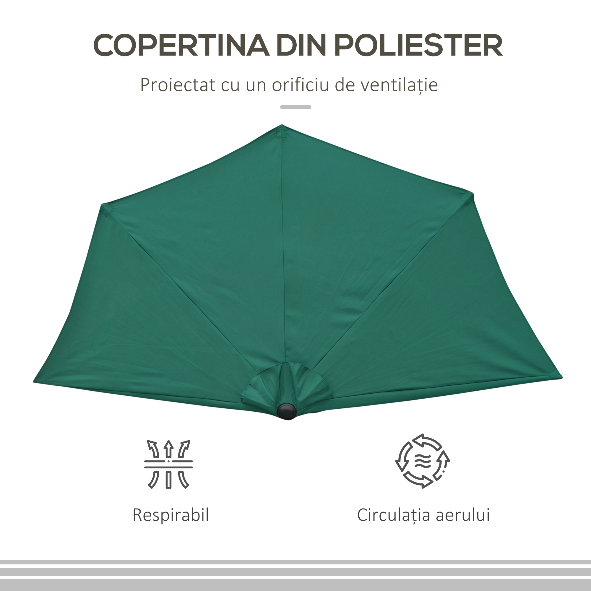  Umbrela Semicirculara Impermeabila Protectie UV Verde 269 x 138 x 236cm [5]