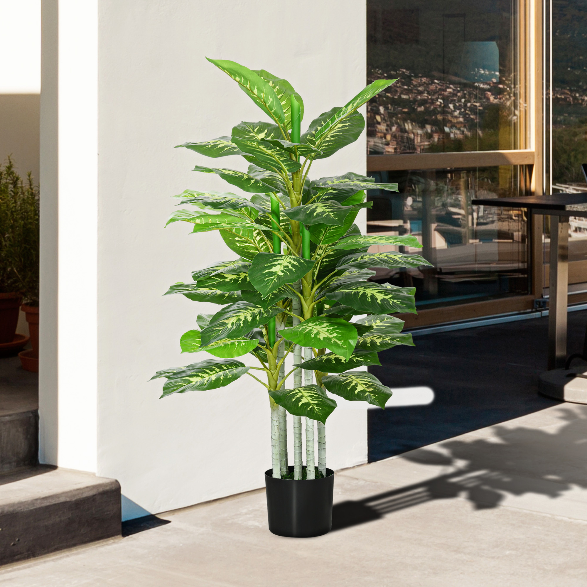  Planta Artificiala Decorativa, inalta de 120 cm, cu Ghiveci Negru pentru Interior si Exterior [6]