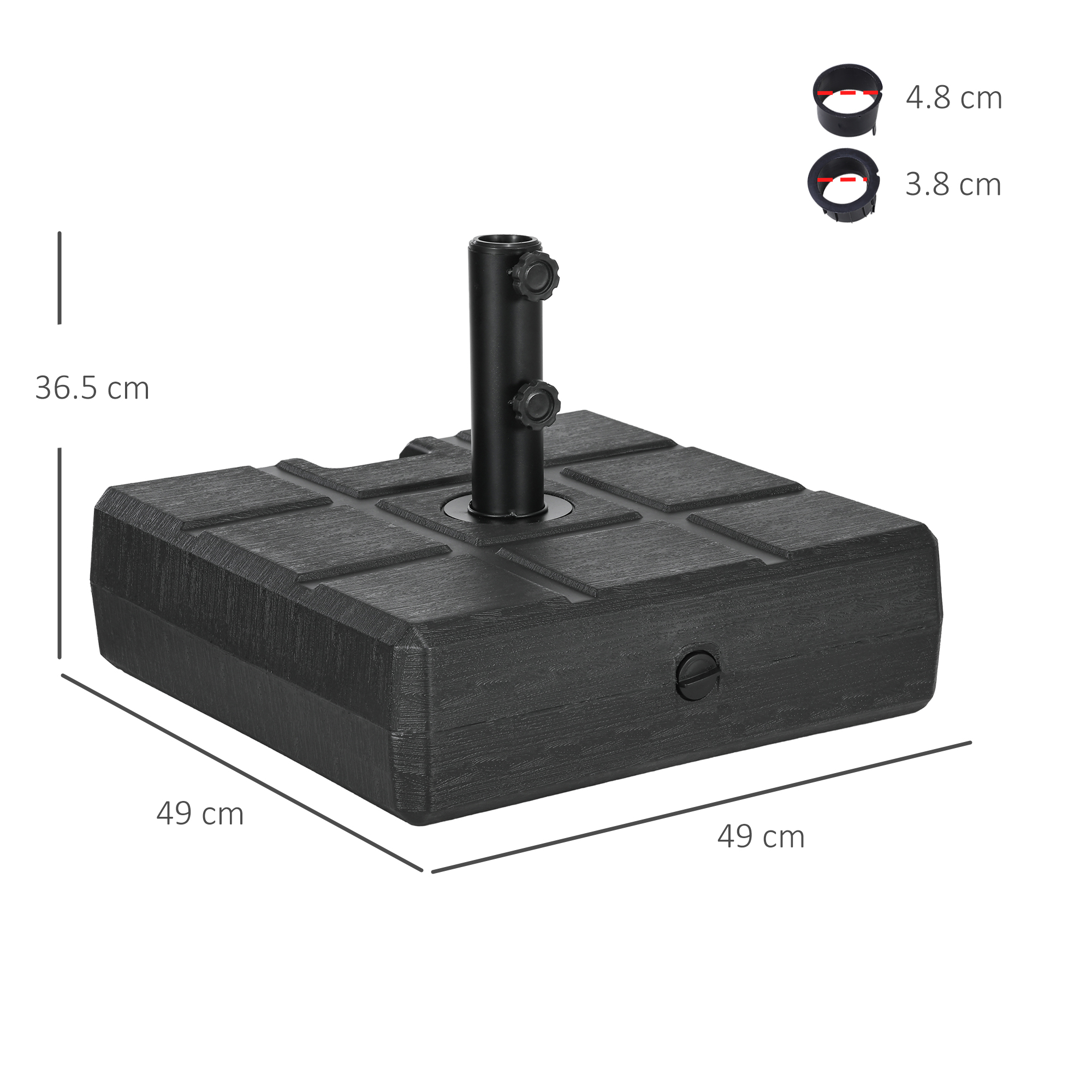  Baza pentru Umbrela de Gradina 3,5 m cu Manere, din HDPE si Otel, 49x49x36,5 cm, Negru [2]