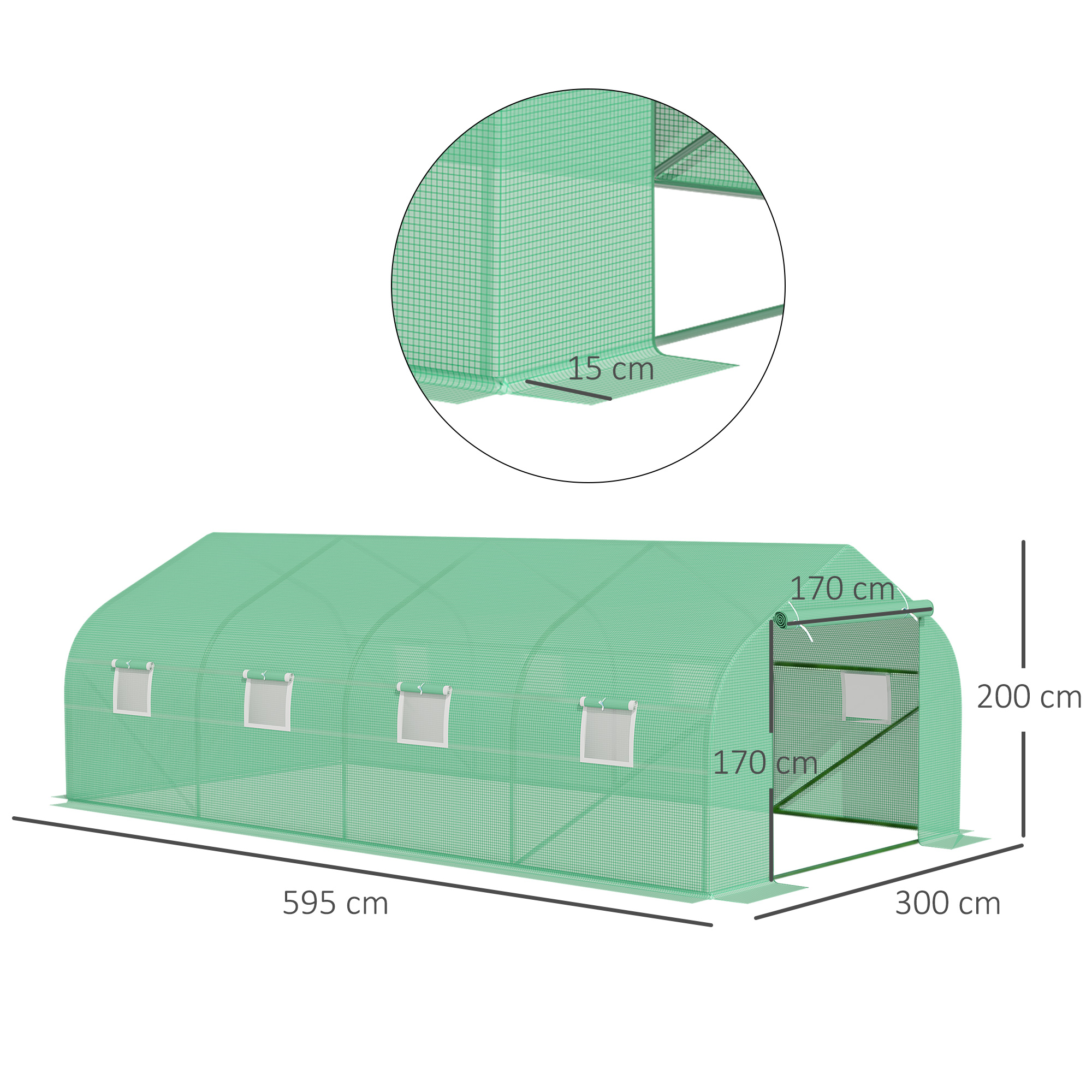 , sera pentru gradina cu acoperis, 6x3x2, verde | Aosom Ro [2]