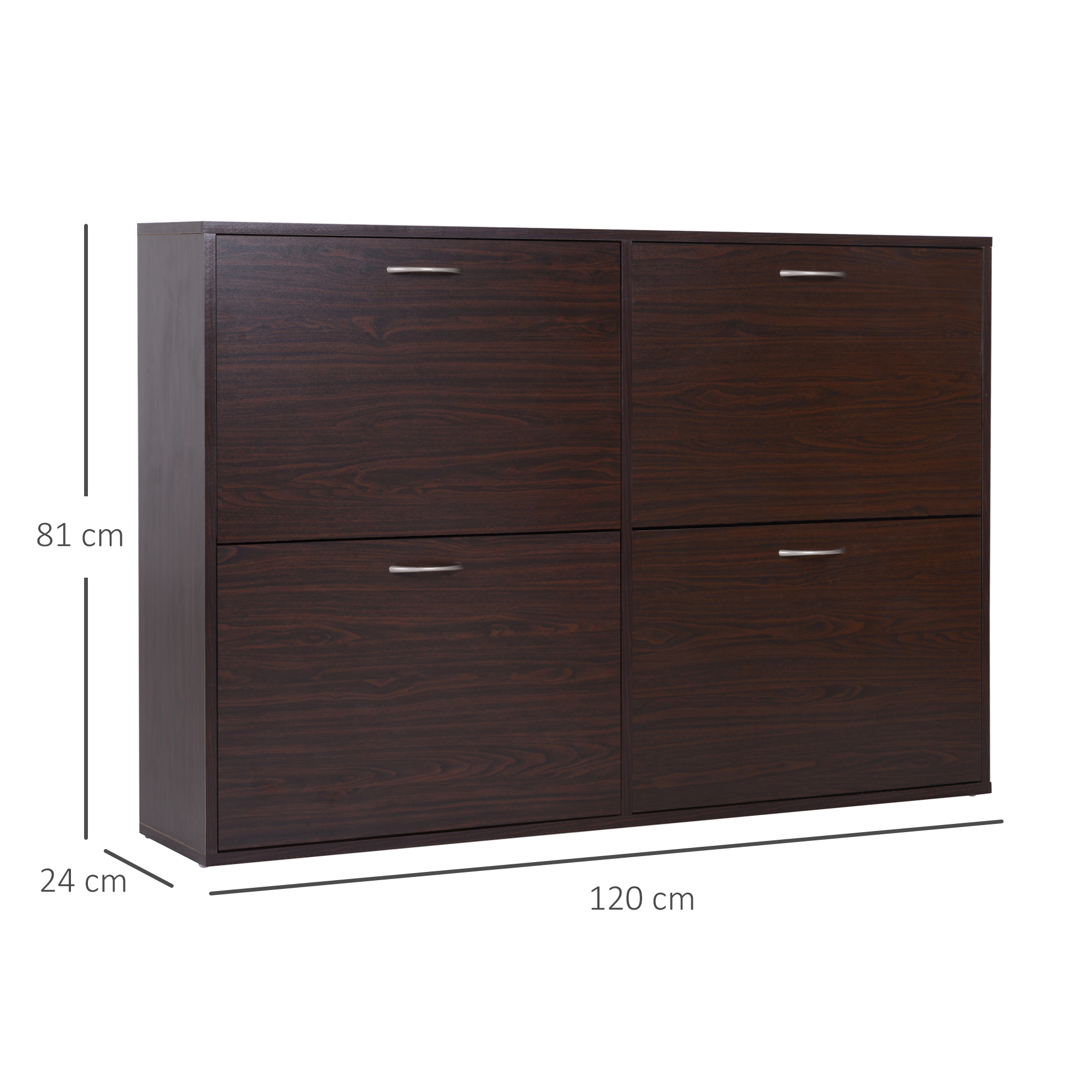  Pantofar Economisire Spatiu pentru 24 de Perechi, cu Rafturi Reglabile si 4 Sertare, din Lemn, 120x24x81cm, Maro [2]