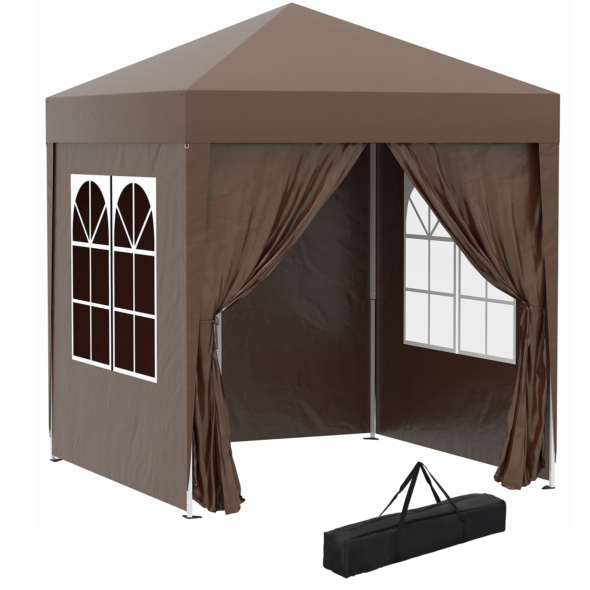 Gradina & balcon -  Pavilion Pop-up Impermeabil cu 4 Pereti Detasabili si Geanta de Transport, 2x2x2.4 m, Maro