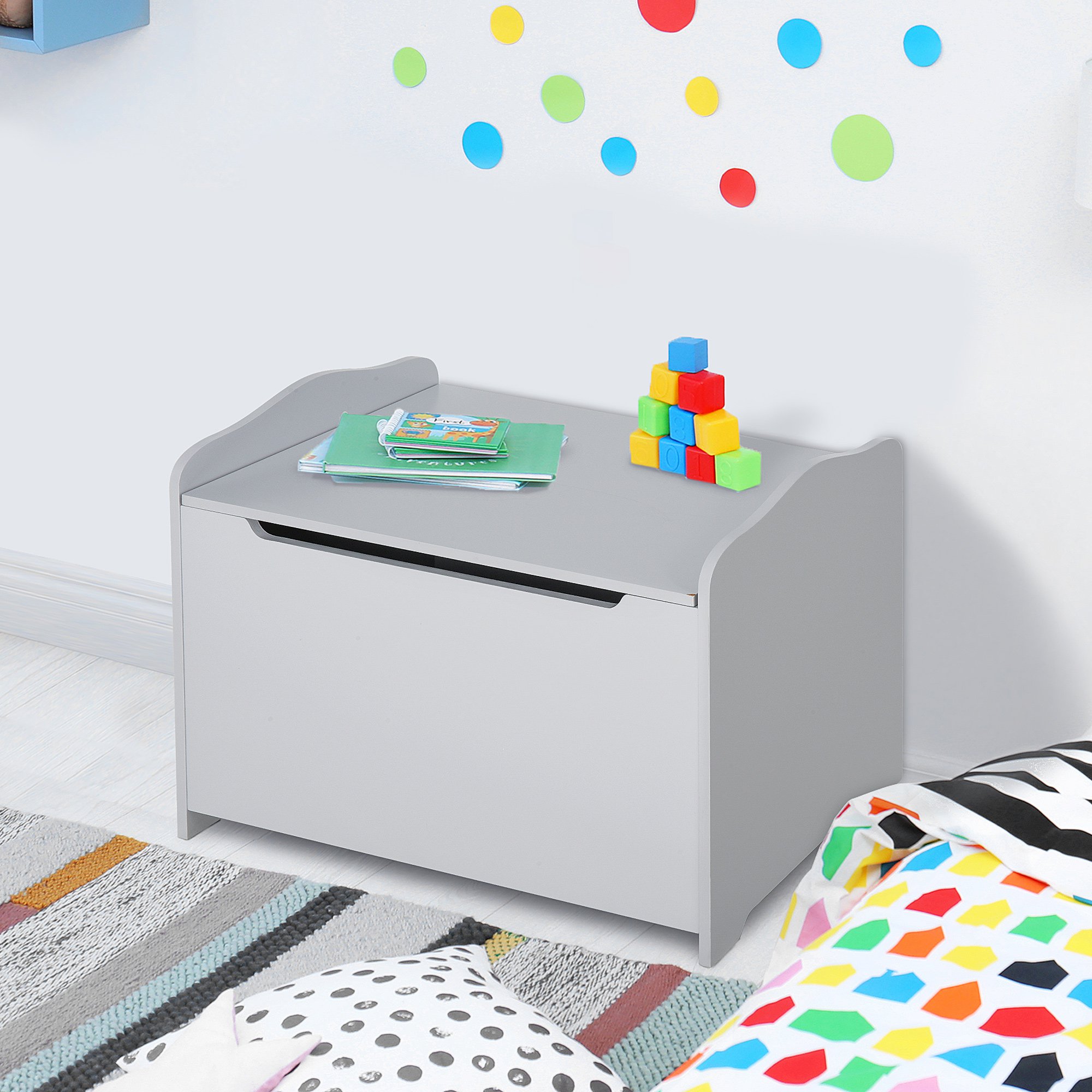  cufar din lemn, cu capac, 60x40x48cm, gri [3]