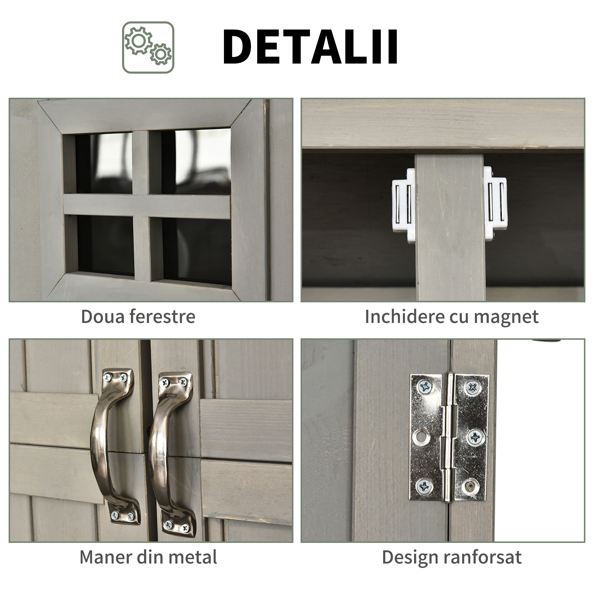  Sopron Lemn 127,5×50×164 cm - Casuta Gradina cu Polite si Usi Duble [6]