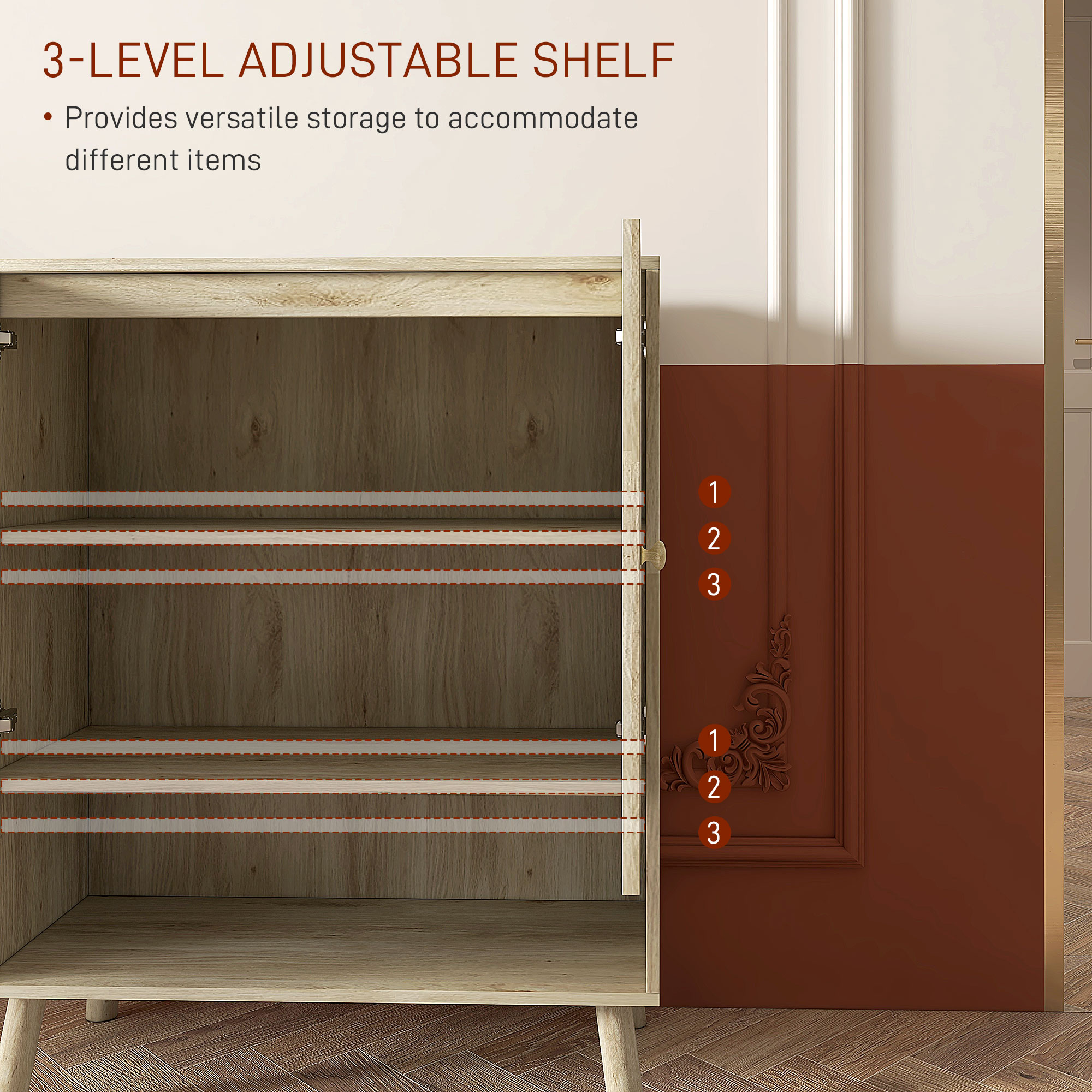  Dulap de depozitare Boho cu usi decorative din ratan [5]