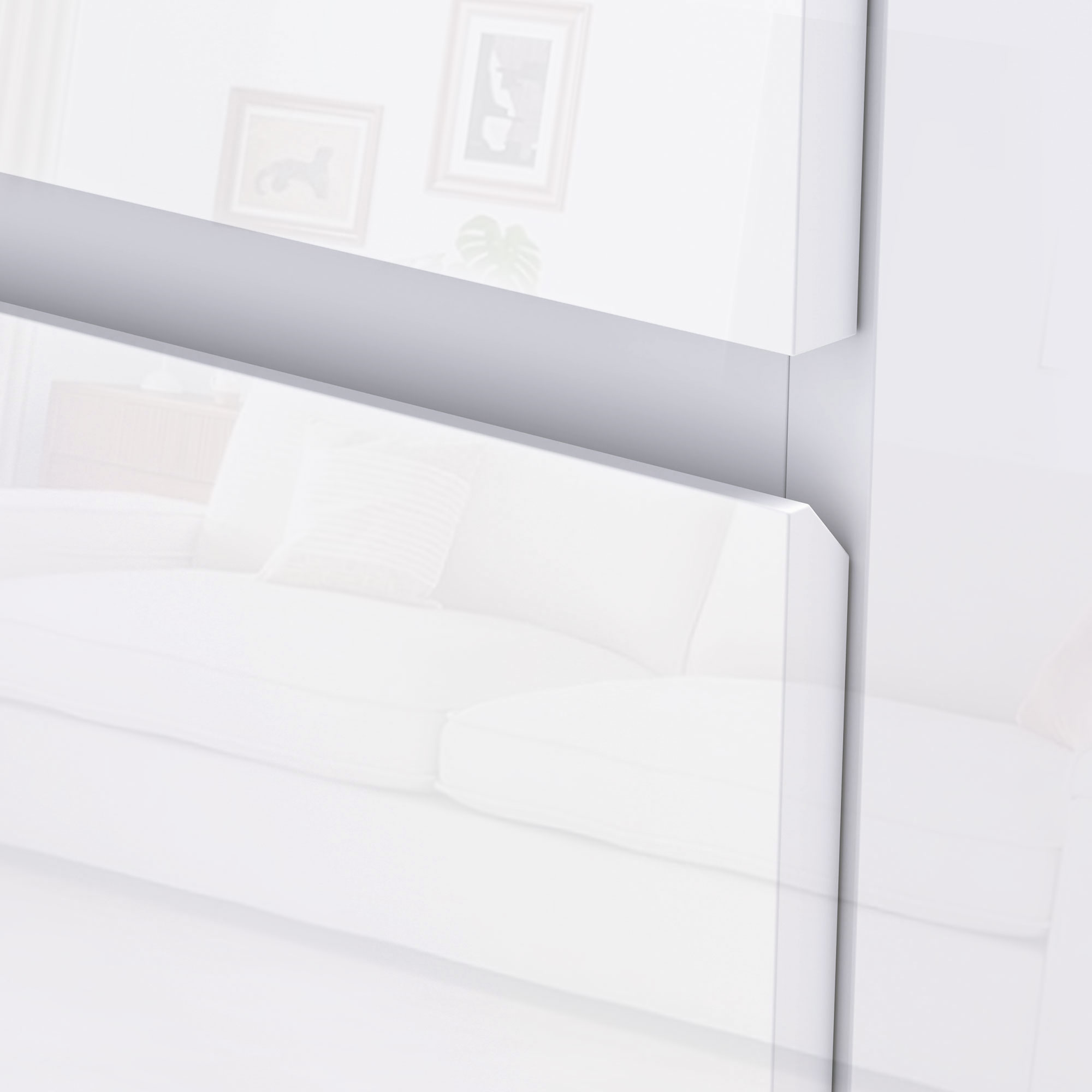  Comoda Moderna Anti-rasturnare, Comoda cu 5 Sertare din Pal Melaminat, 55x33x100 cm, Alb Lucios [8]