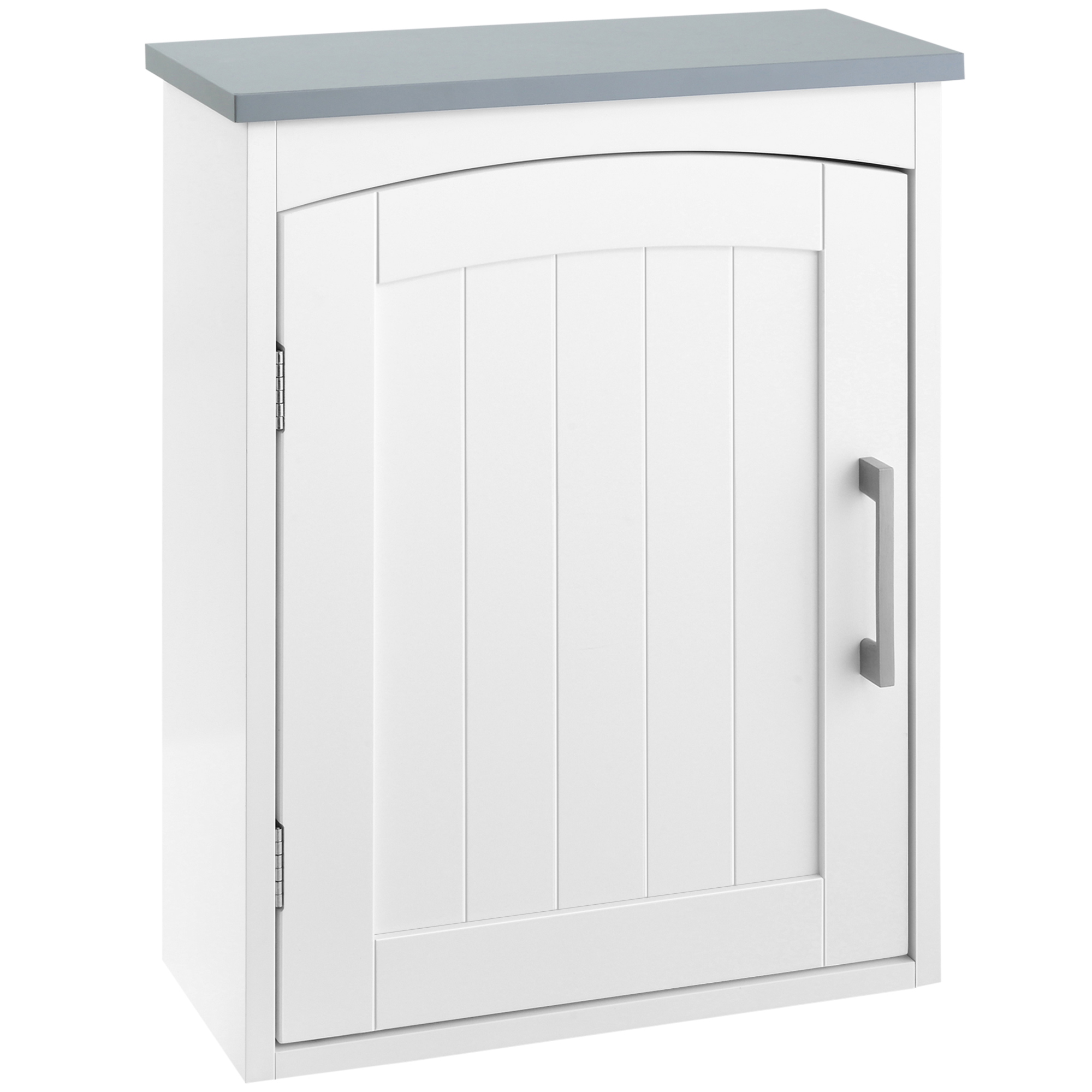 Mobilier pentru baie -  Mobilier Baie de Perete cu Polita Reglabila, 41x18,5x52 cm, Alb si Gri