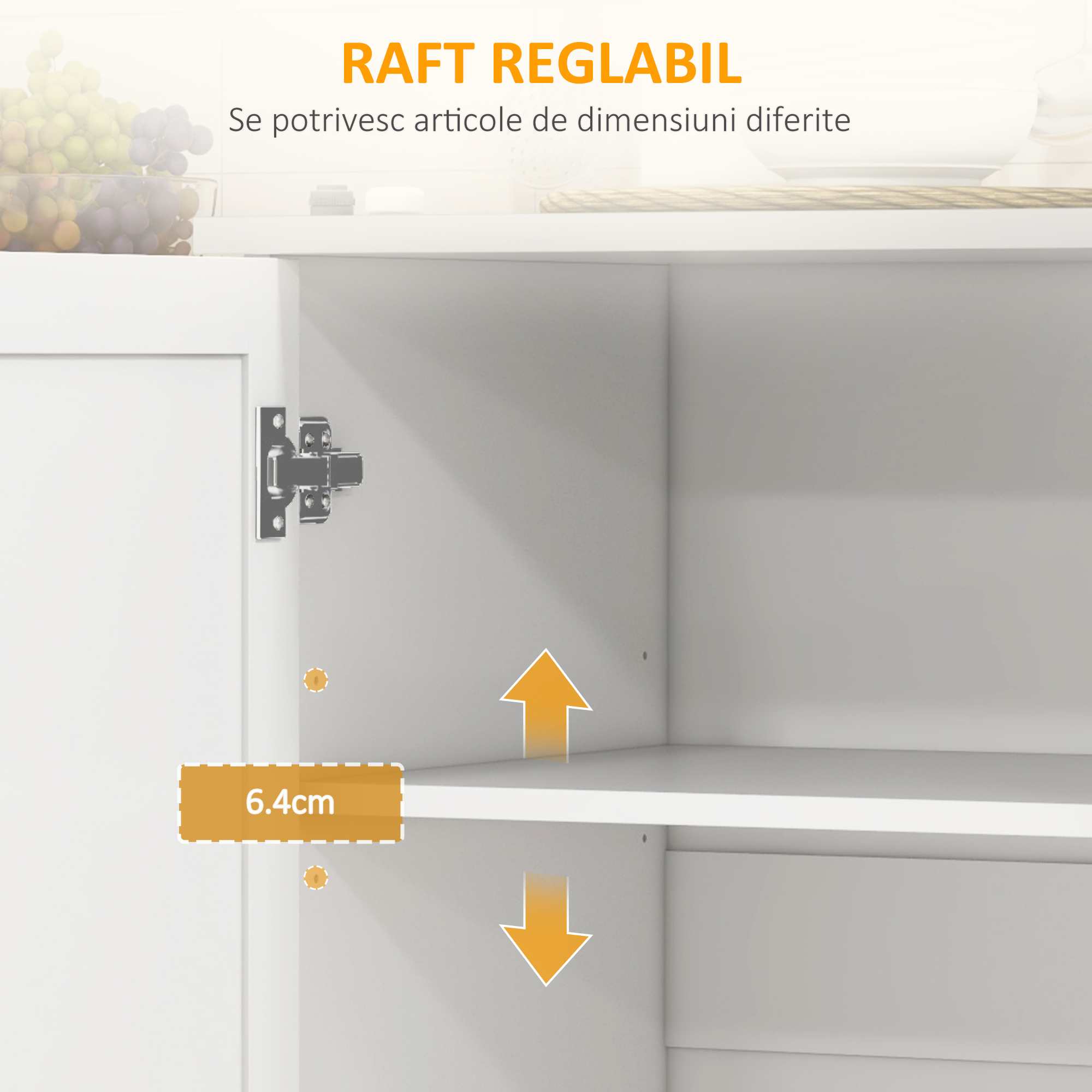  Insula de Bucatarie cu Sertar, Dulap si 2 Rafturi Deschise, din MDF si Otel Inoxidabil, 128x45,5x91,5 cm [6]