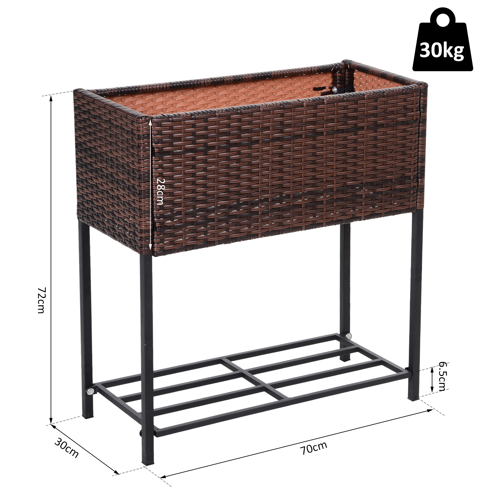  Ghiveci Efect Rachita cu Raft Maro (70cm x 30cm x 72cm) [2]