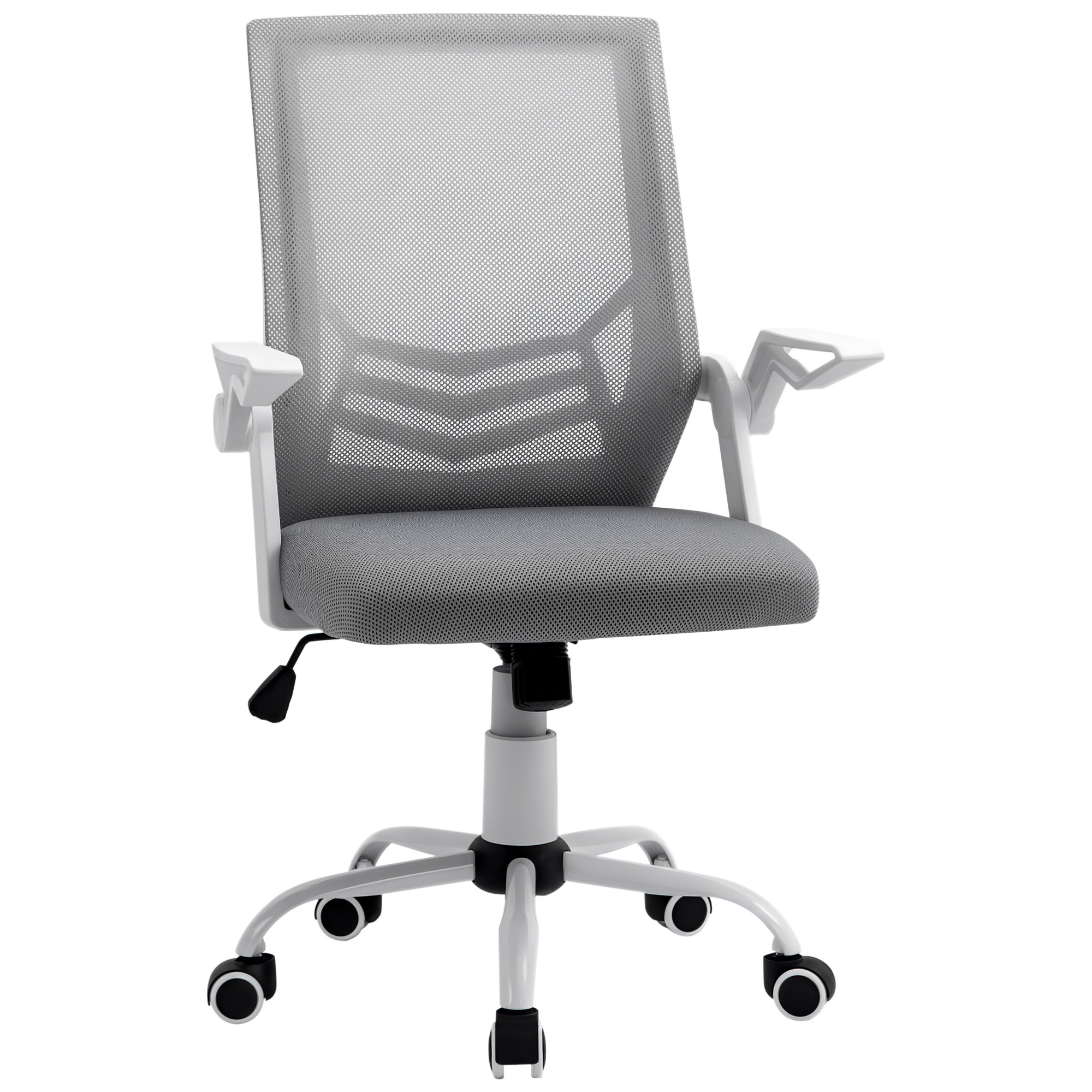 Dormitor & birou -  Sedia da Ufficio Ergonomica con Braccioli e Supporto Lombare, in Tessuto Effetto Lino, 62.5x55x94-104 cm, Grigia