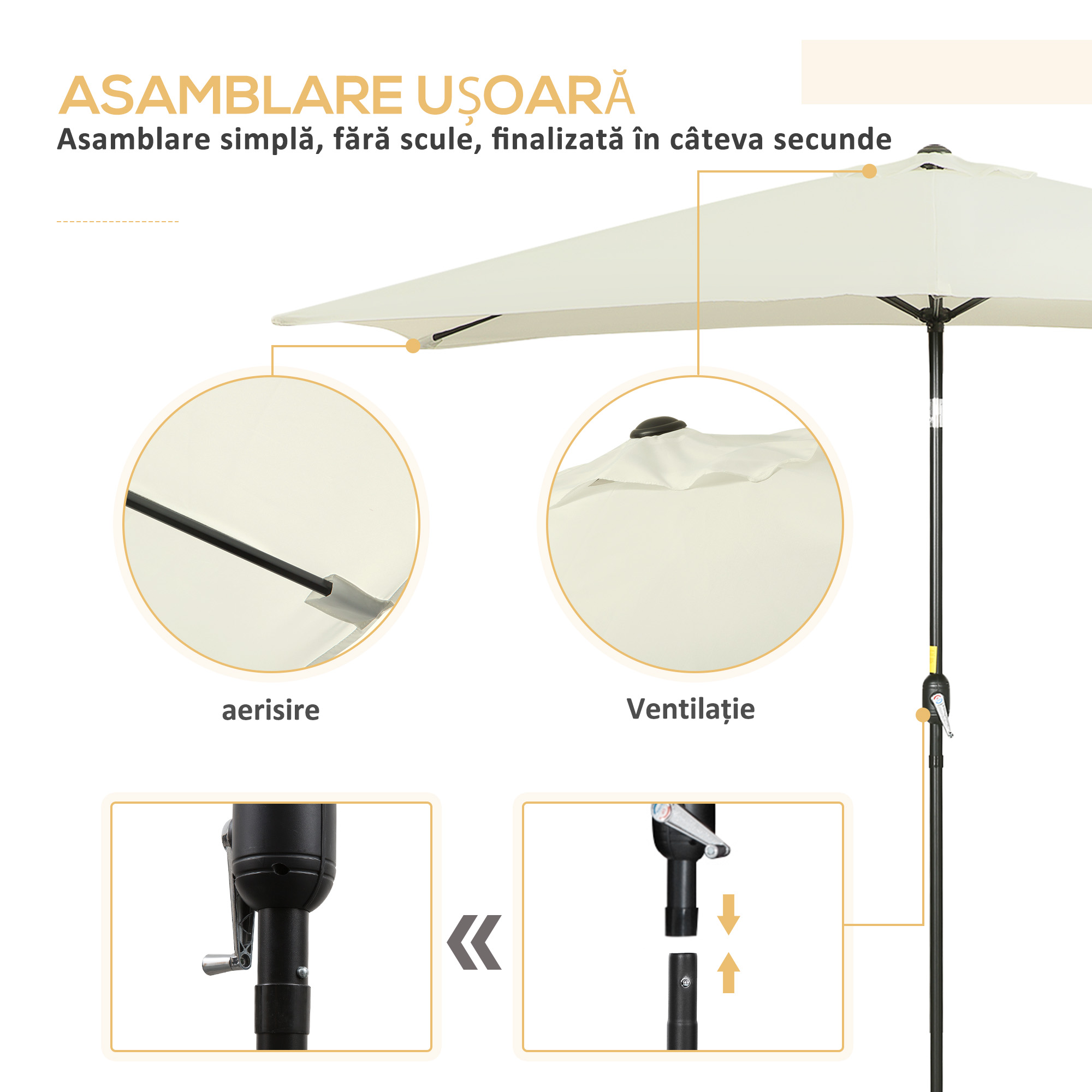  Umbrela de Gradina Dreptunghiulara 195×295 cm - Alb [5]