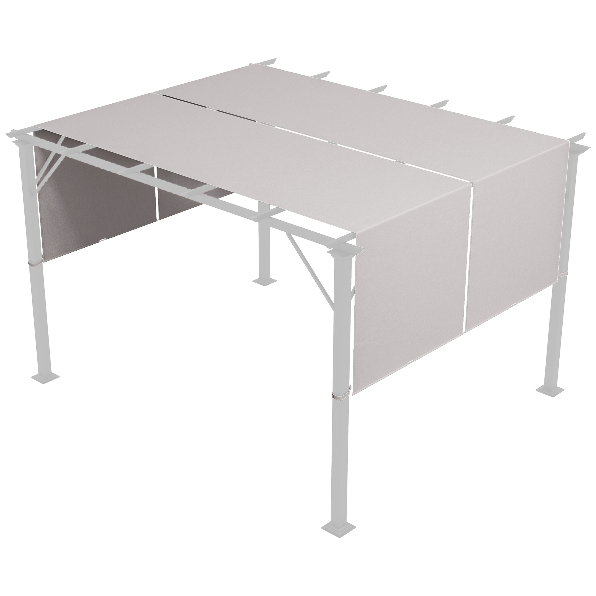 Gradina & balcon -  Acoperis pentru Foisor Pergola 3x3 m din Poliester cu Buzunare si Curele, 488x122 cm, culoare Kaki