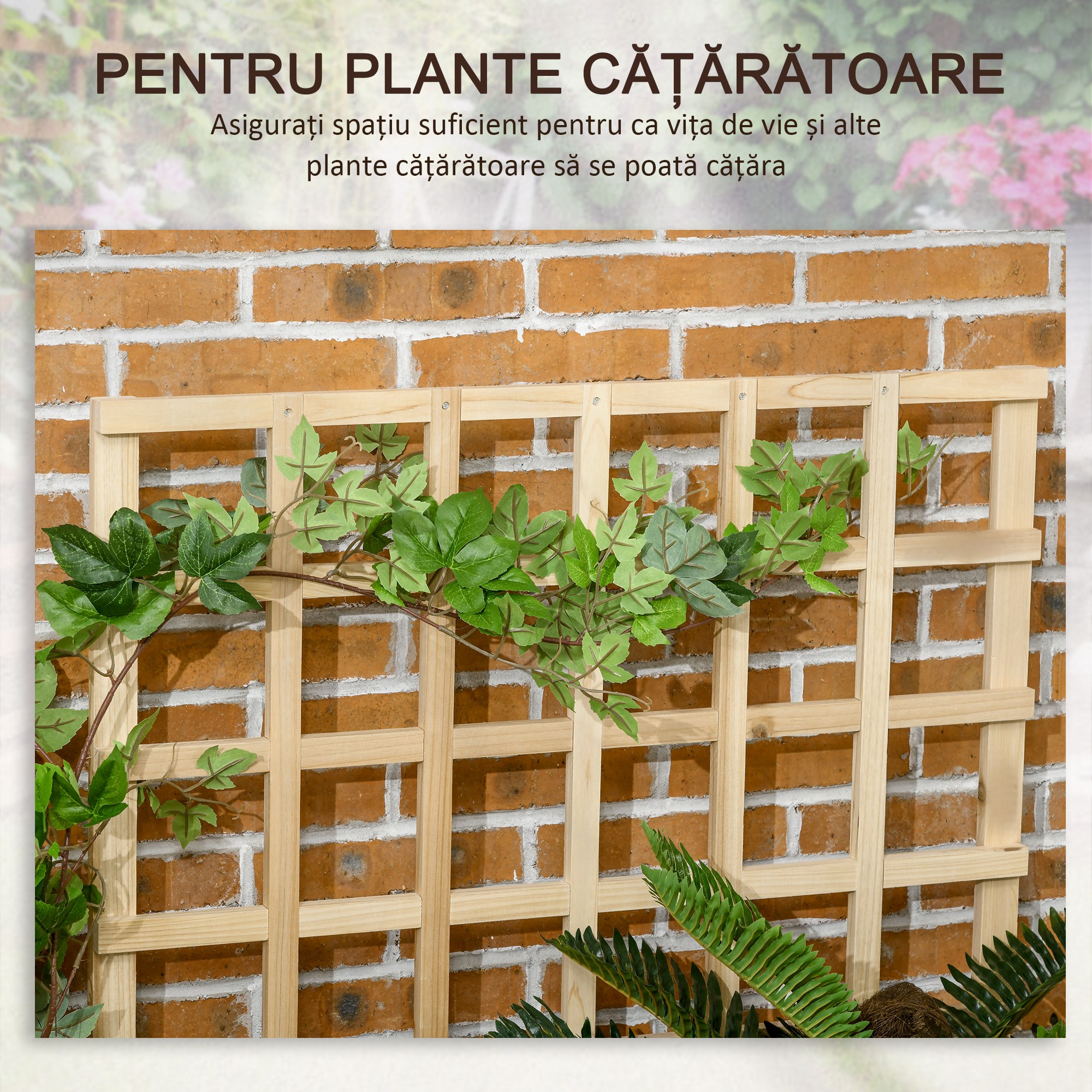  Jardiniera cu 3 Niveluri cu Grilaj pentru Catarat Vita de Vie, Paturi Suprainaltate din Lemn pentru Gradina, Jardiniera in Aer Liber pentru Legume, Flori, Ierburi, Nuanta Natur [3]