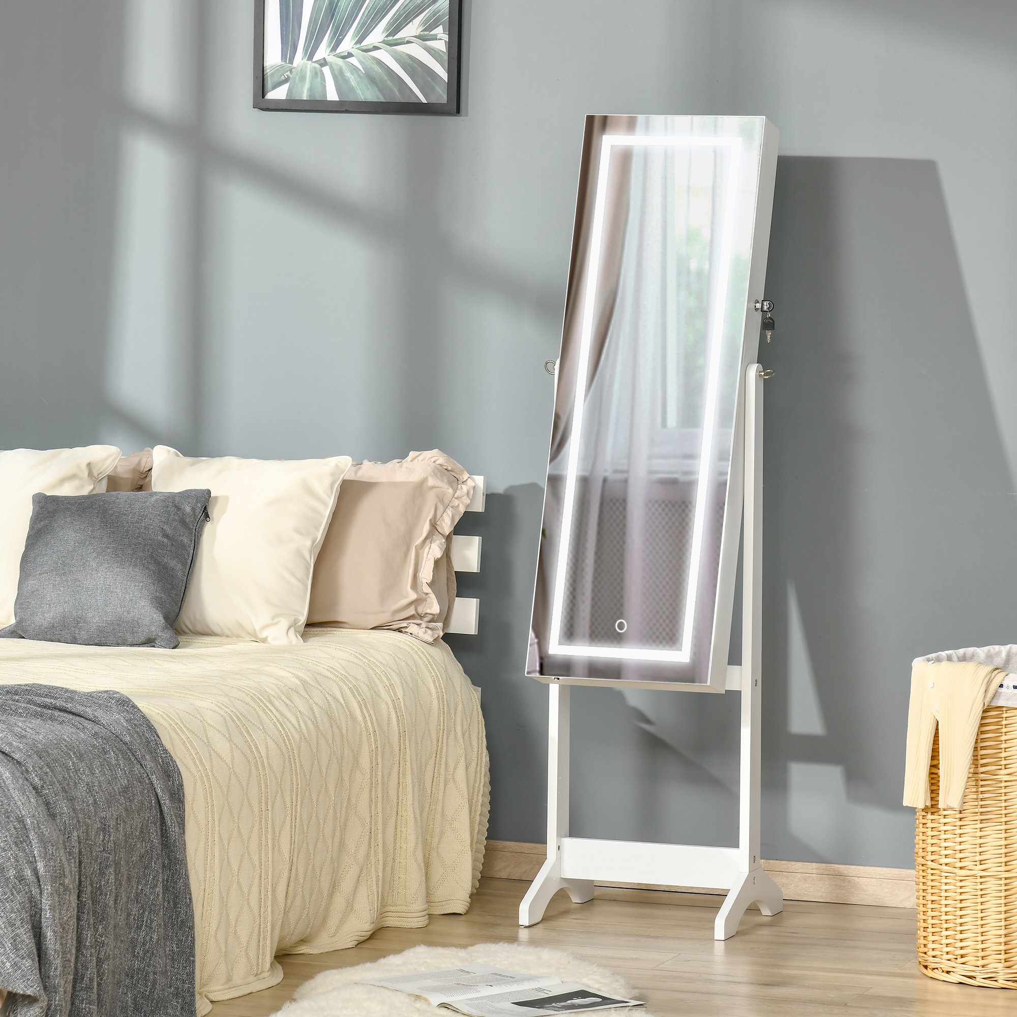  Oglinda Suport Bijuterii - LED Reglabila 46×36,5×151,5 cm [1]