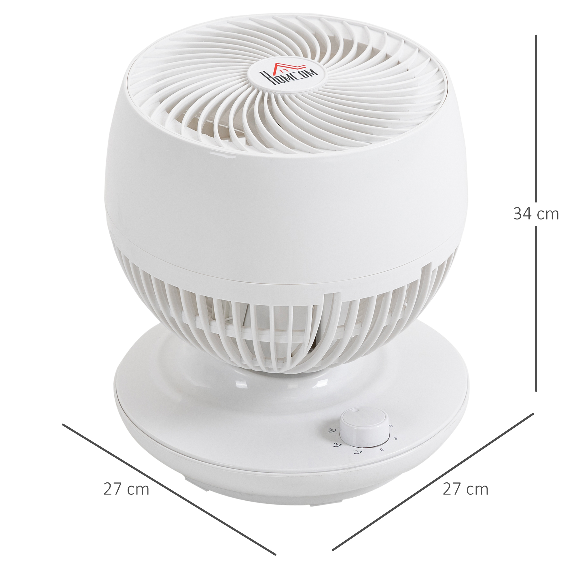  Ventilator pentru flux de aer cu 3 viteze, oscilare la 70° inclinare la 90°, ventilator personal de pus pe masa pentru camera de zi, dormitor, birou, negru si alb [2]