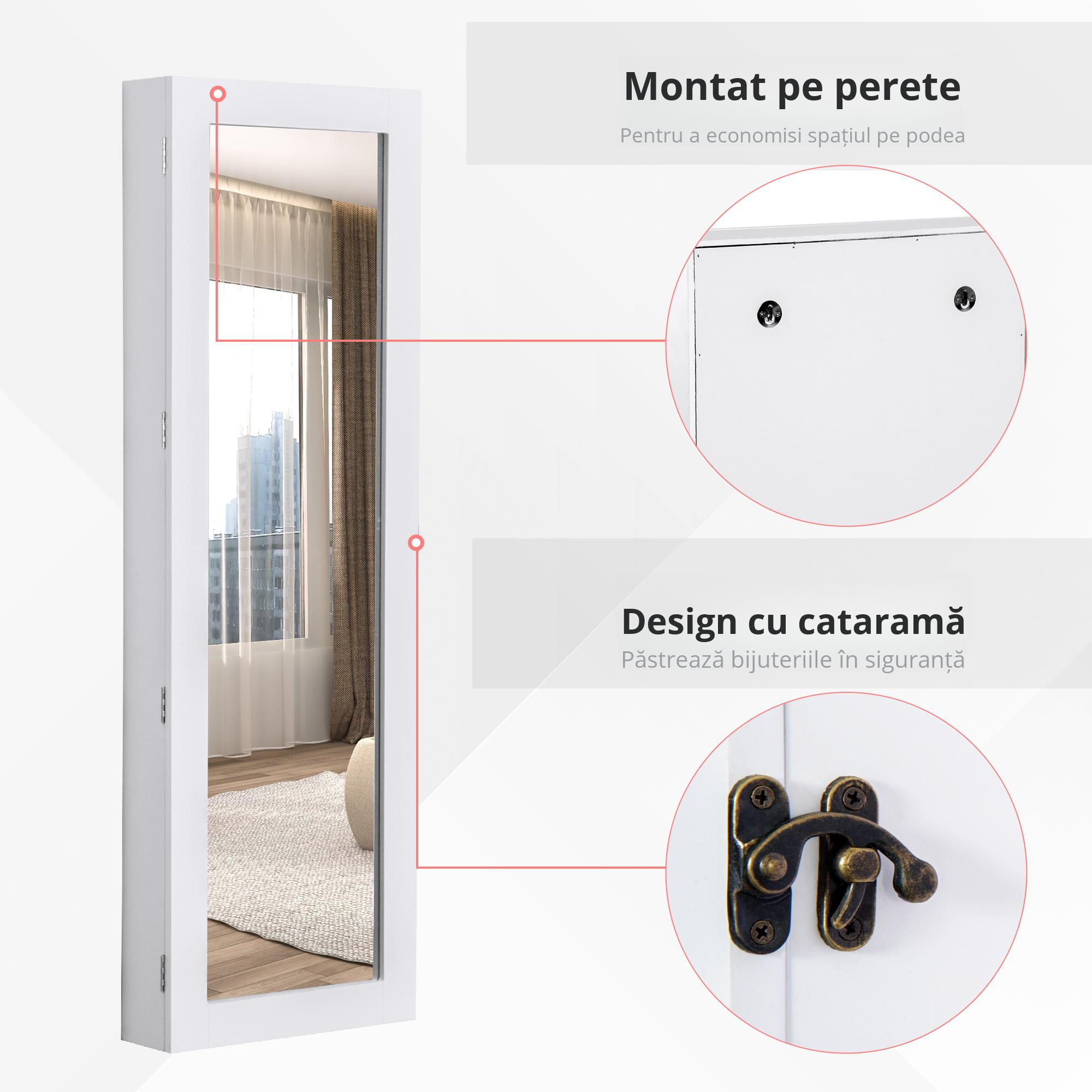  dulap bijuterii cu oglinda, 37x9.5x121 cm, neagra [3]