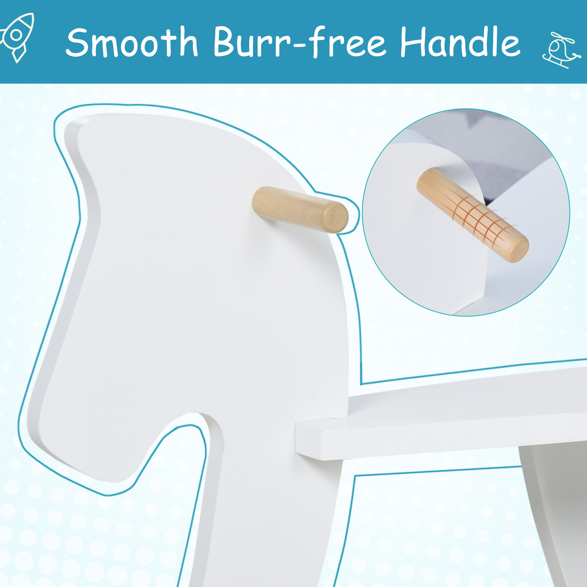  Cal tip Balansoar pentru Copii Clasic din lemn Varsta 1-3 Ani Alb [5]