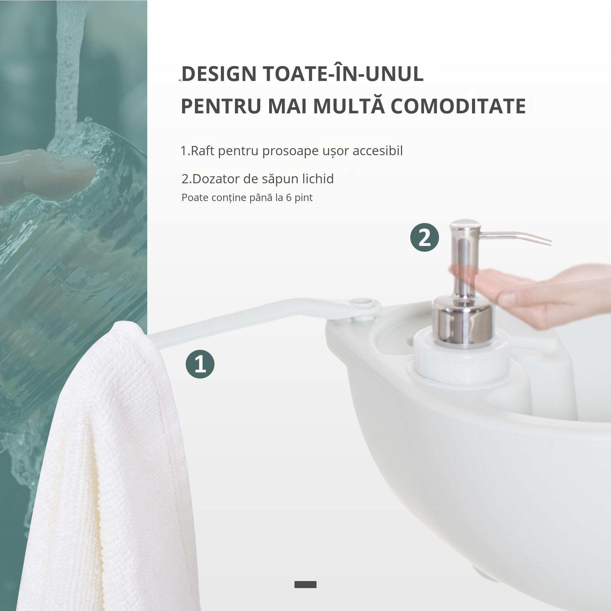  Chiuveta Portabila de Camping cu 2 roti, Rezervor de Apa de 17 litri, Rezervor de Sapun [6]