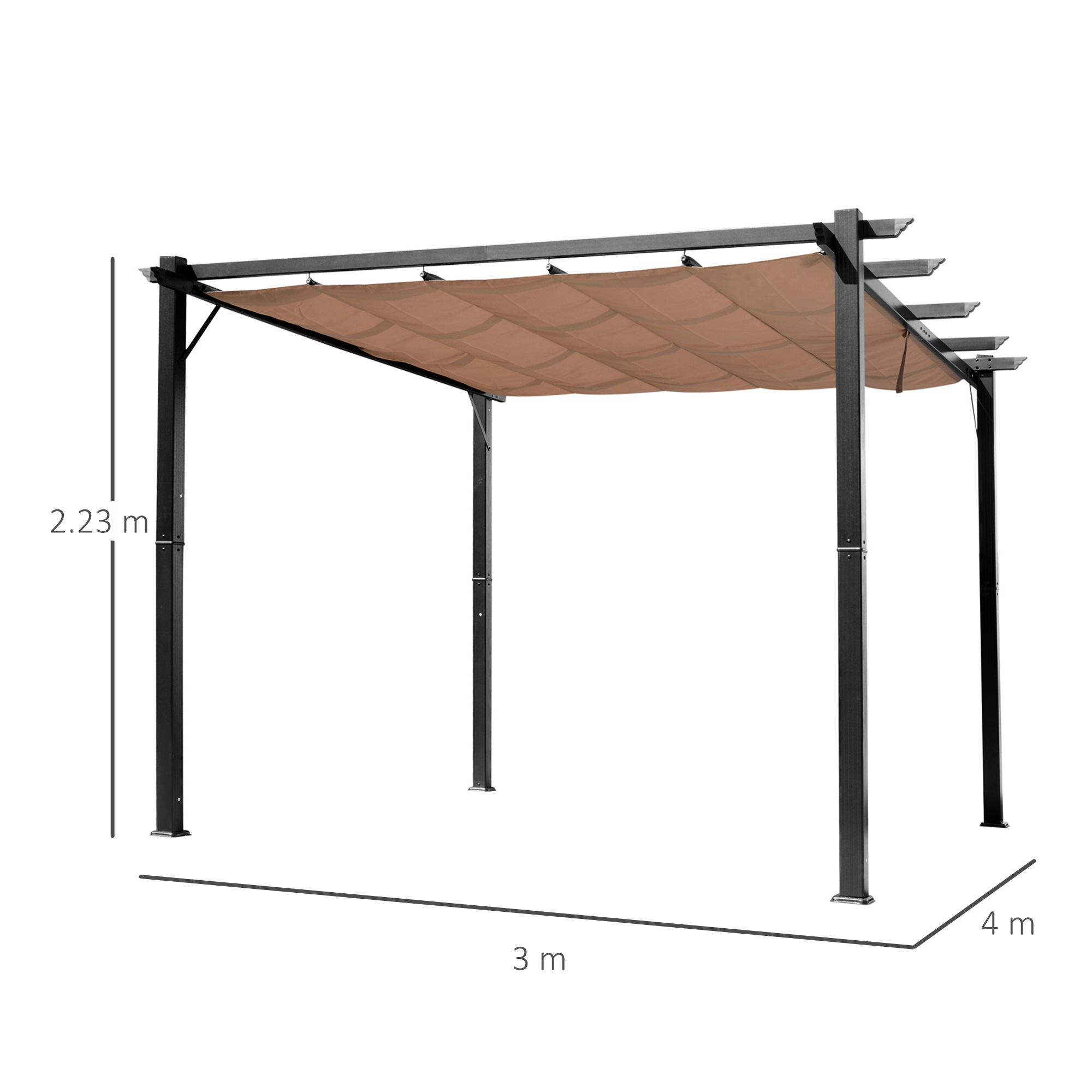  Foisor Pergola de Gradina 3X4m Prelata Culisanta in Poliester Impermeabil si Schelet in Aluminiu [2]
