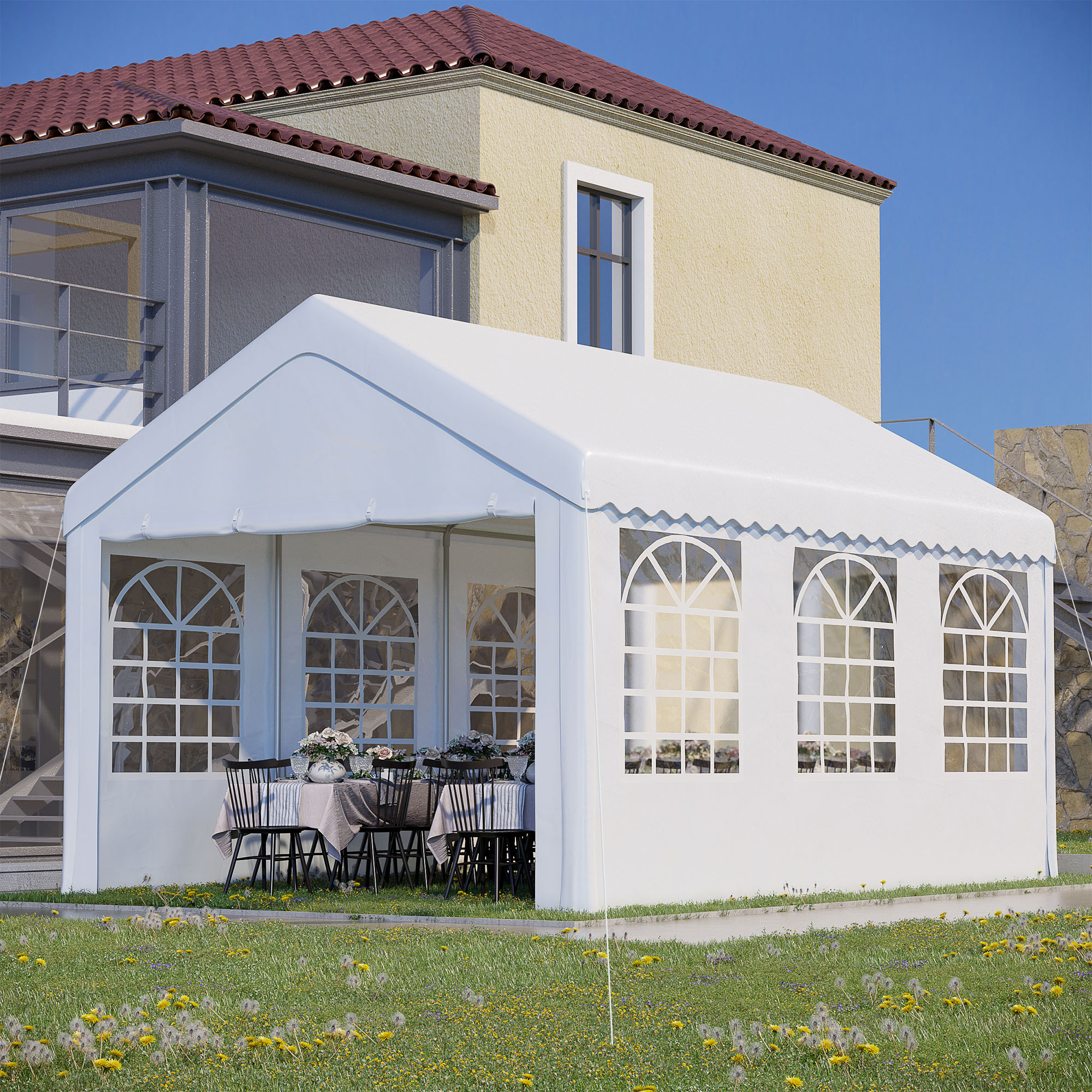  Foisor pentru Exterior, Marchiza pentru Petreceri, Nunta si Cadru din Otel, 6 x 4 m [1]